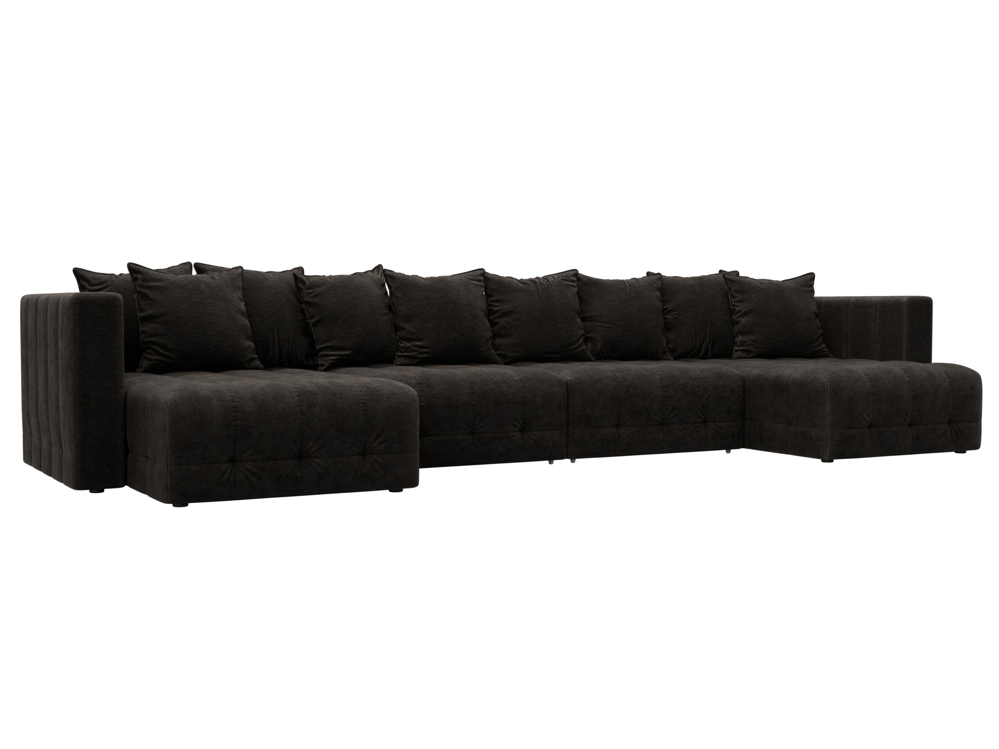 Изображение товара П-образный диван Лига-052 НПБ Лонг велюр коричневый современный раскладной Изображение товара П-образный диван Лига-052 НПБ Лонг велюр коричневый современный раскладной