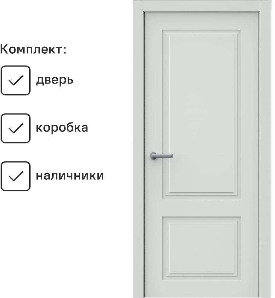 Изображение товара Межкомнатная дверь Wanmark Стефани-22 глухая 190x55см Эмаль цвет серый RAL 7047