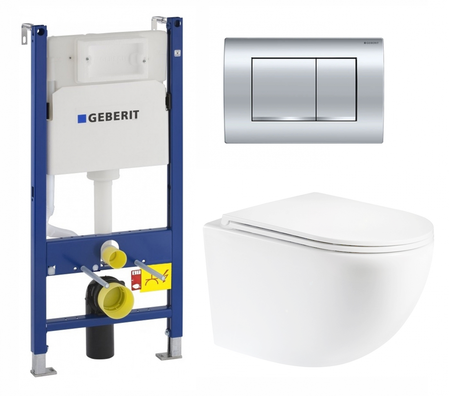 Изображение товара Комплект инсталляция с унитазом Geberit 522914, подвесной унитаз и кнопка хром