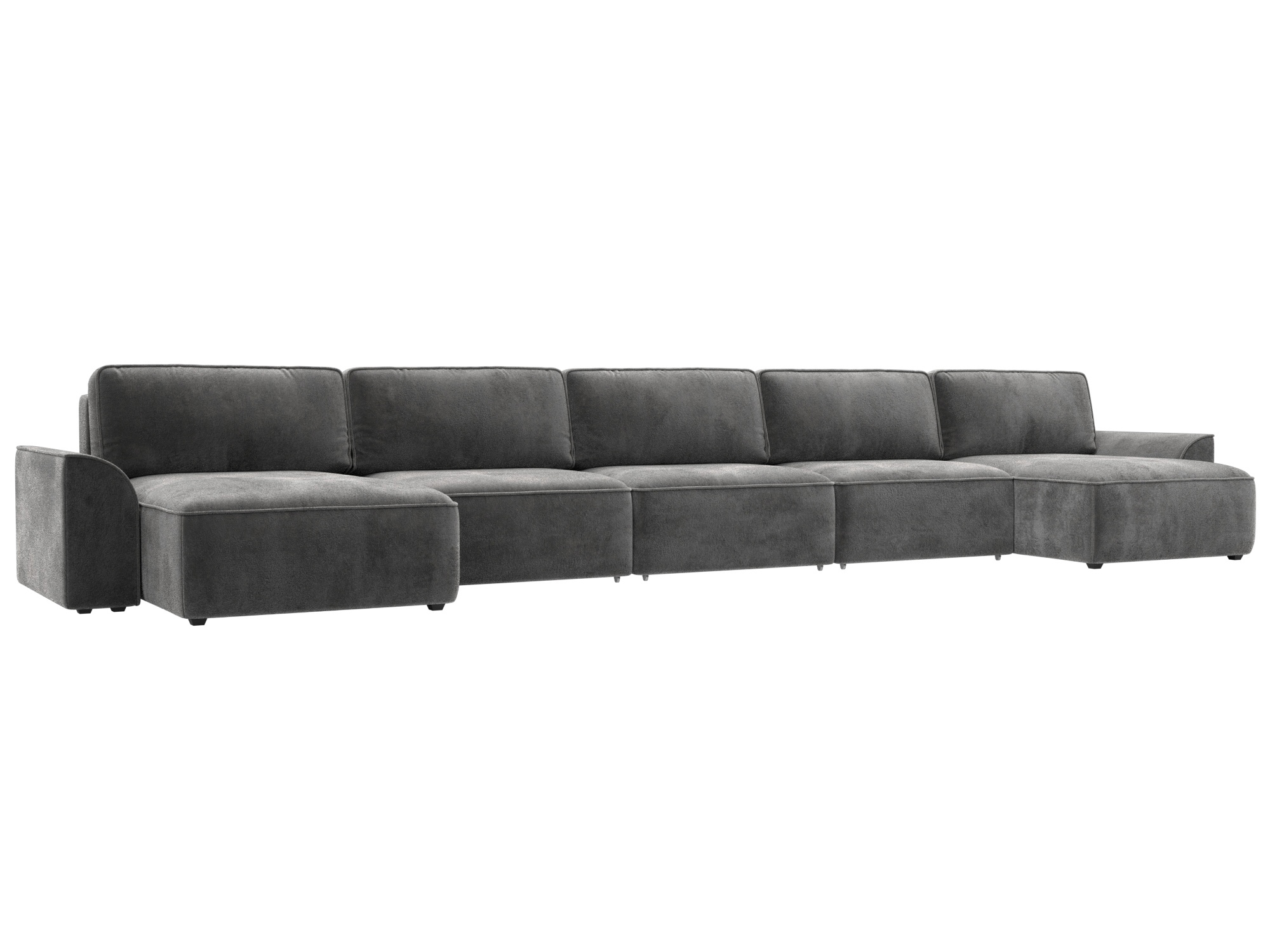 Изображение товара П-образный диван Лига-048 НПБ МегаЛонг с кроватью и ящиками велюр серый Изображение товара П-образный диван Лига-048 НПБ МегаЛонг с кроватью и ящиками велюр серый