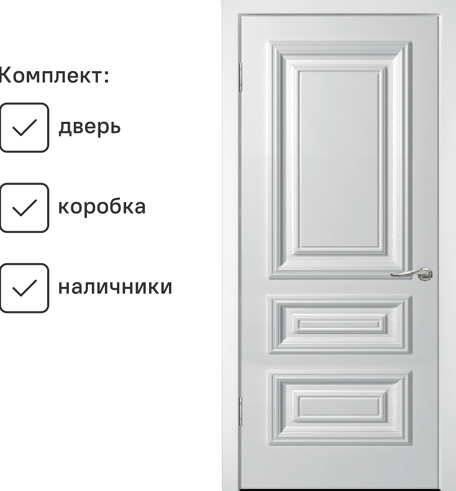 Изображение товара Межкомнатная дверь Wanmark Дебют-3 ДГ глухая 190x60см Эмаль цвет белый