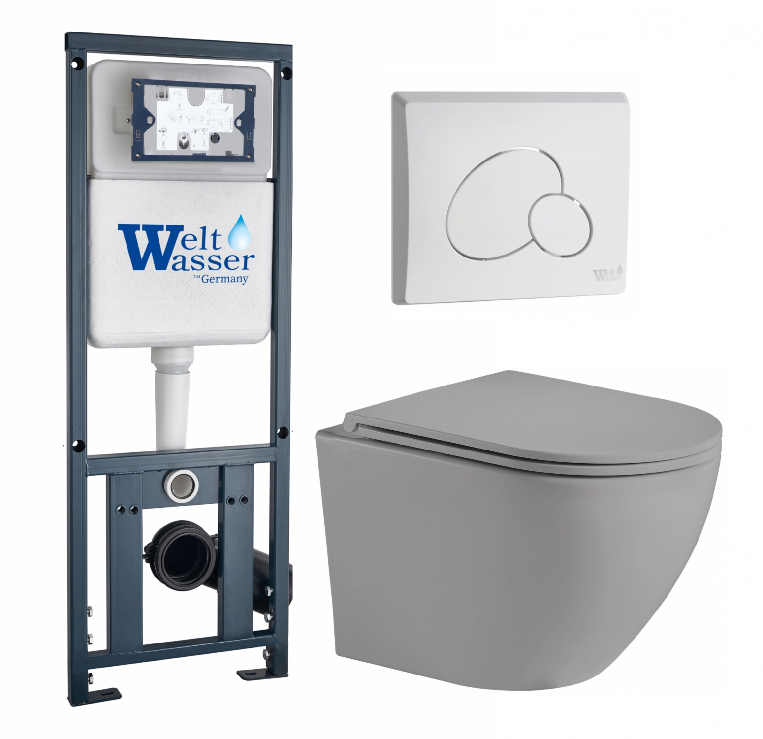 Изображение товара Комплект инсталляция с унитазом Weltwasser 513133 цвет серый