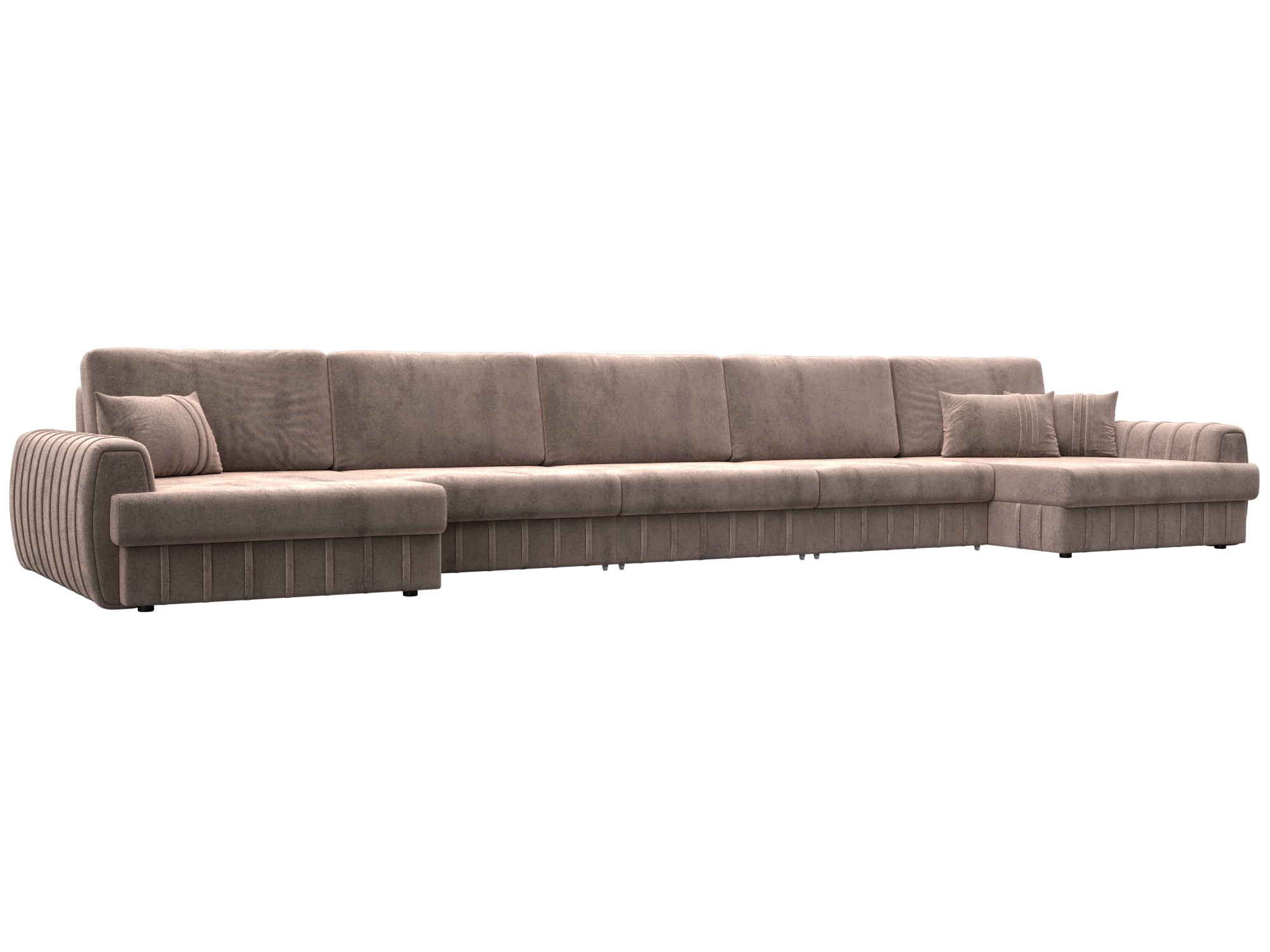 Изображение товара П-образный диван Лига-057 НПБ МегаЛонг велюр бежевый Россия Изображение товара П-образный диван Лига-057 НПБ МегаЛонг велюр бежевый Россия