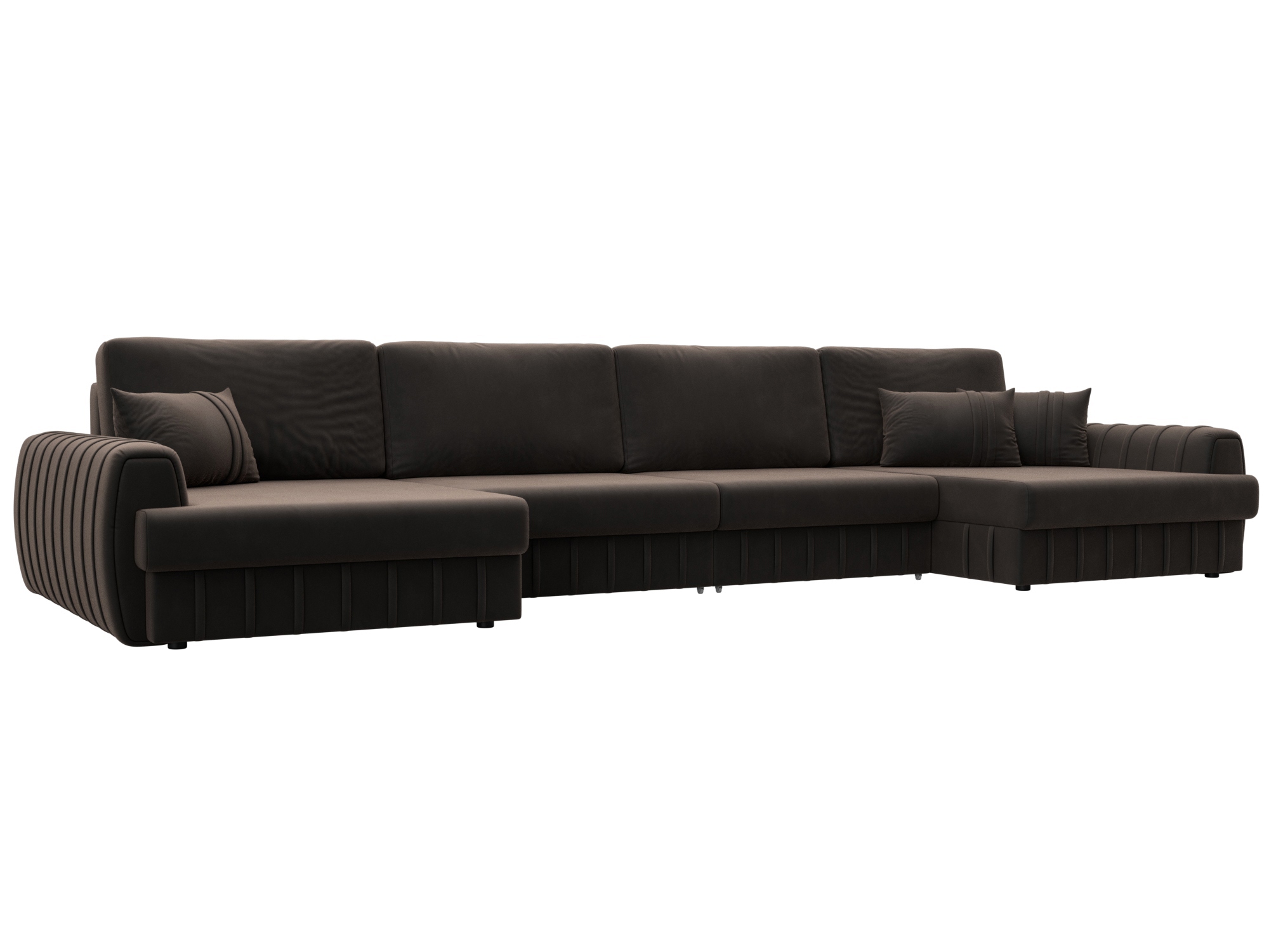 Изображение товара П-образный диван Лига-057 НПБ Лонг с велюровым покрытием 4 места