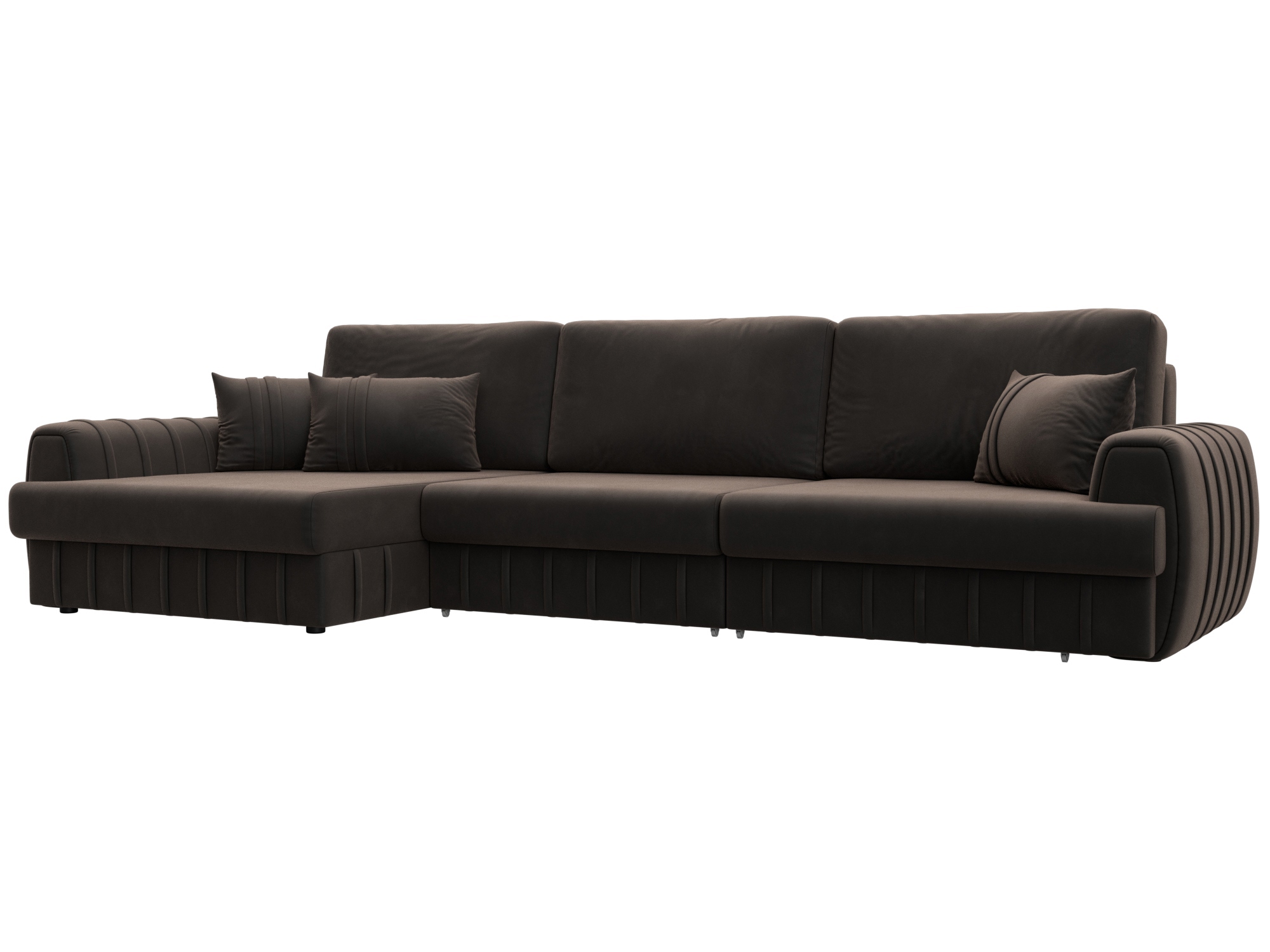 Изображение товара Угловой диван Лига-057 НПБ Лонг велюр коричневый 336x92x162 см мягкий трансформер