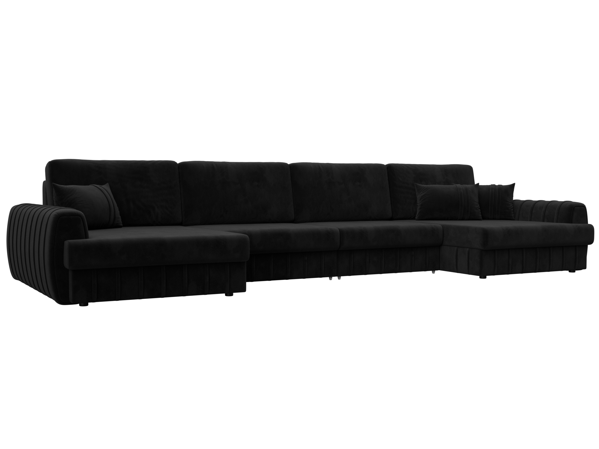 Изображение товара П-образный диван Лига-057 НПБ Лонг велюр черный 433x92x162 см Изображение товара П-образный диван Лига-057 НПБ Лонг велюр черный 433x92x162 см