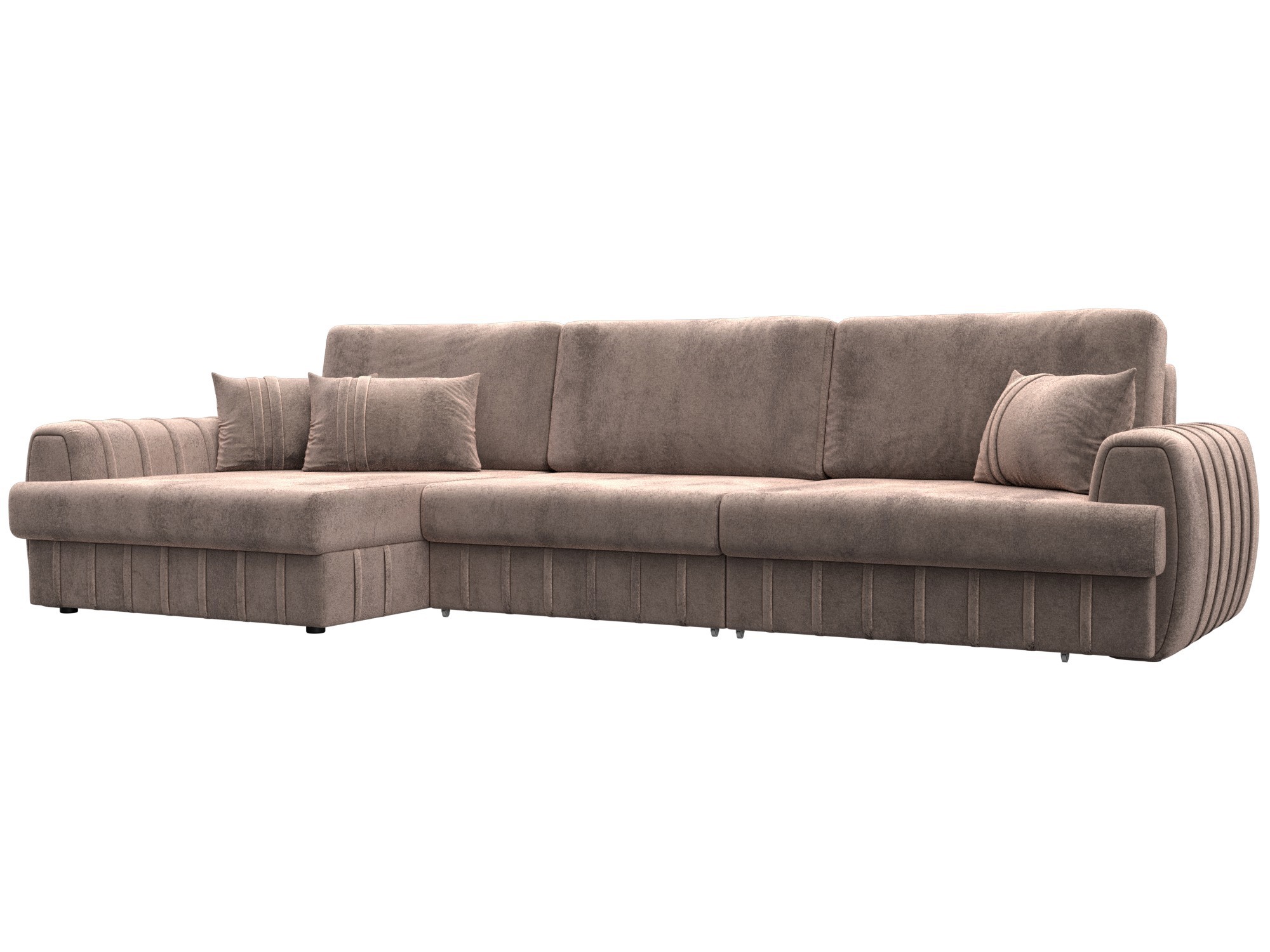 Изображение товара Угловой диван Лига-057 НПБ Лонг, кровать 160x292 см, велюр бежевый