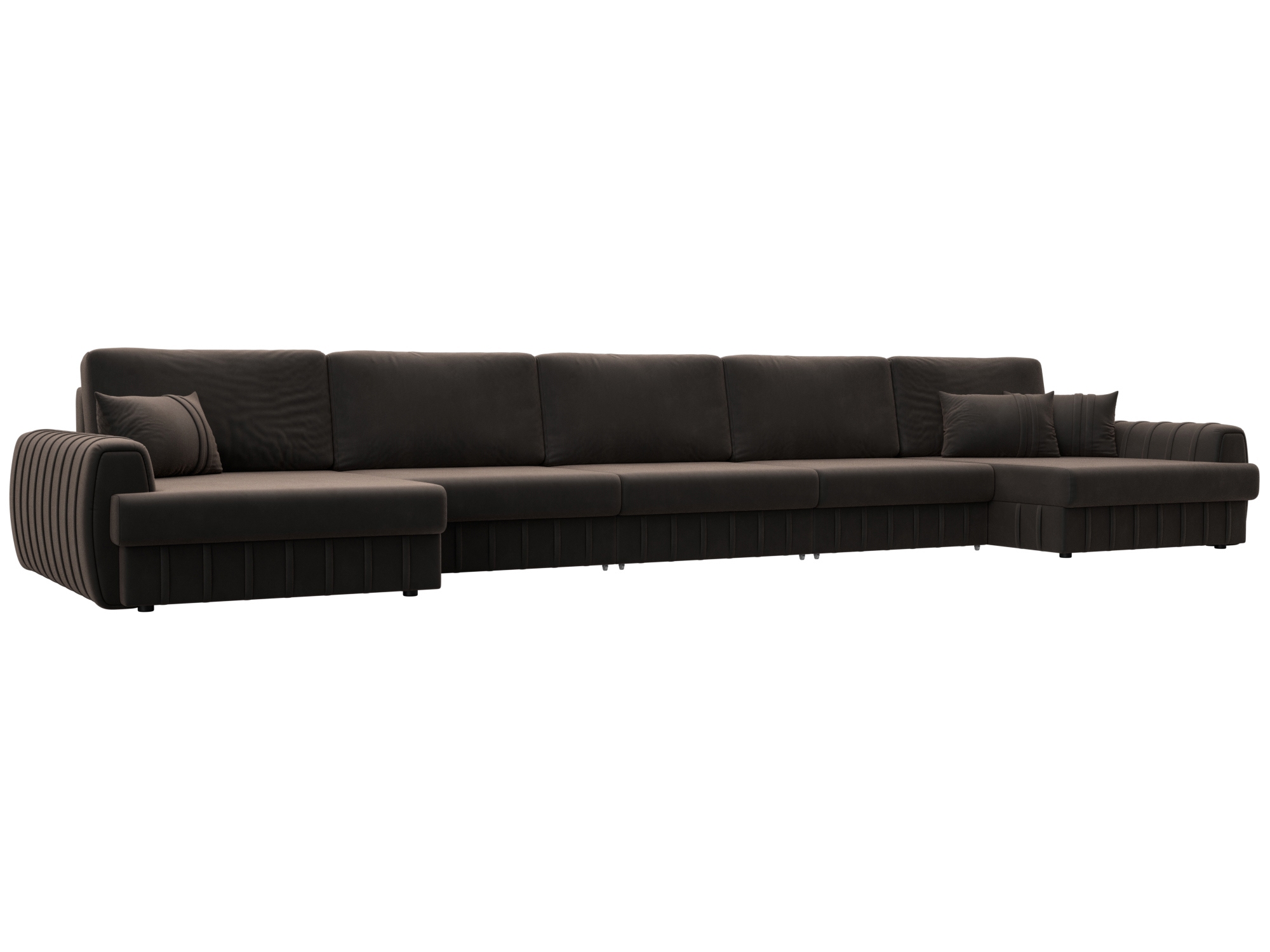 Изображение товара П-образный диван Лига-057 НПБ МегаЛонг Велюр коричневый 530x92x162 см современный