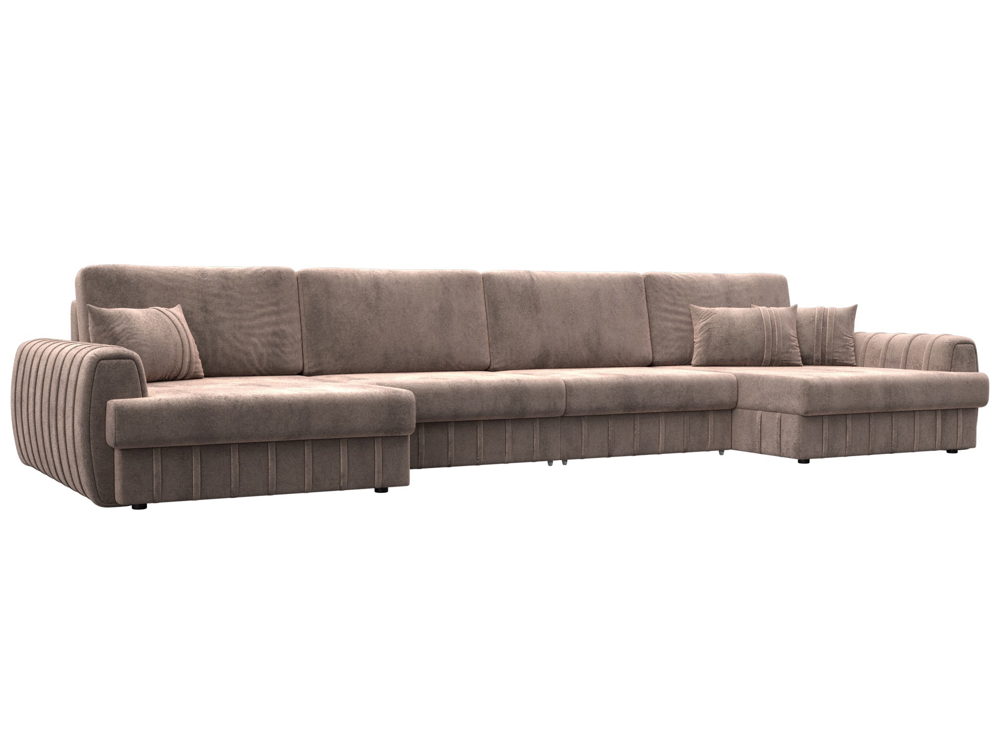 Изображение товара П-образный диван Лига-057 НПБ Лонг с механизмом Еврокнижка велюр бежевый