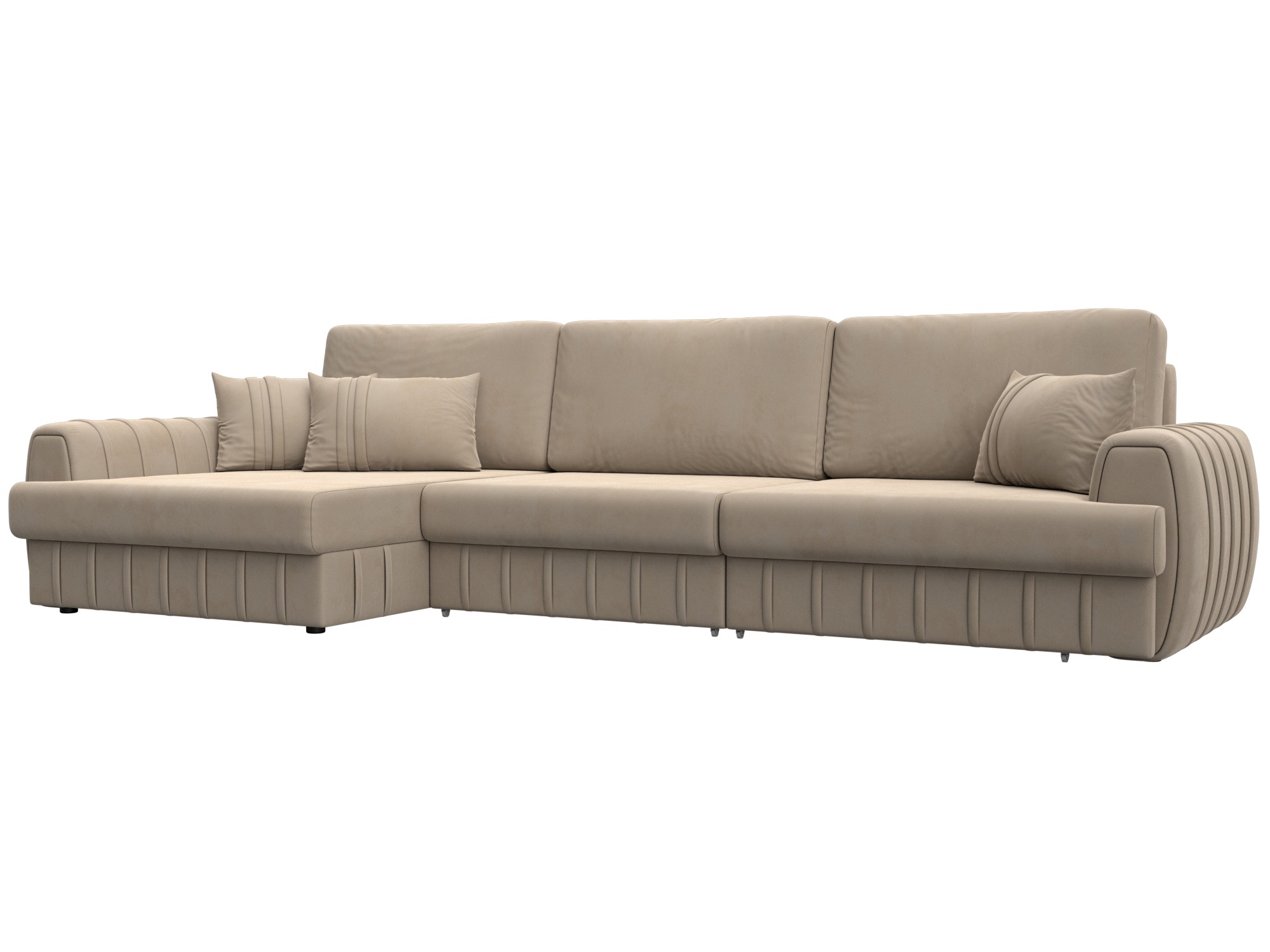 Изображение товара Угловой диван Лига-057 НПБ Лонг с кроватью велюр бежевый 336x92x162 см Изображение товара Угловой диван Лига-057 НПБ Лонг с кроватью велюр бежевый 336x92x162 см