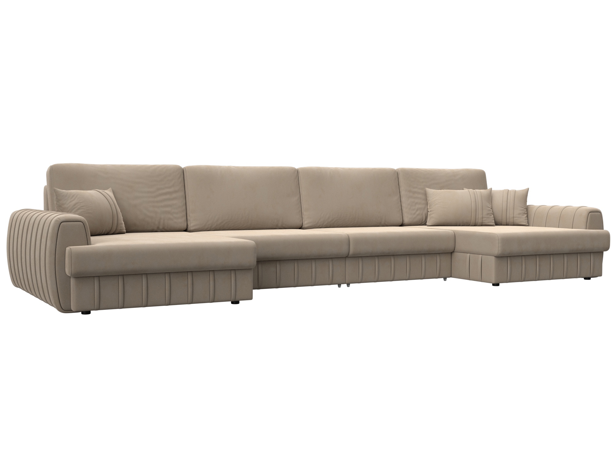 Изображение товара П-образный диван Лига-057 НПБ Лонг 433x92x162 см велюр бежевый