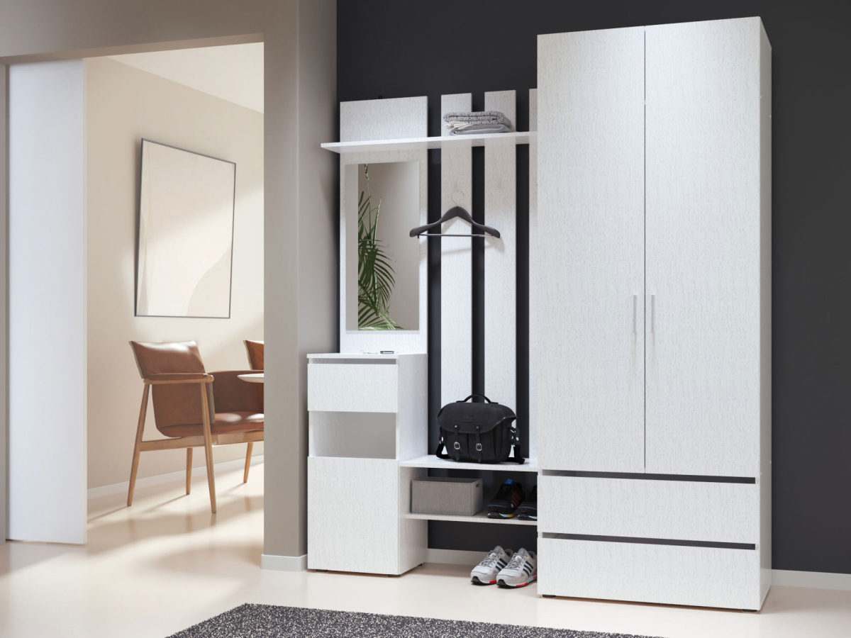 Изображение товара Комплект мебели для прихожей SV-мебель Токио 180x210x51.6 см ЛДСП цвет белый