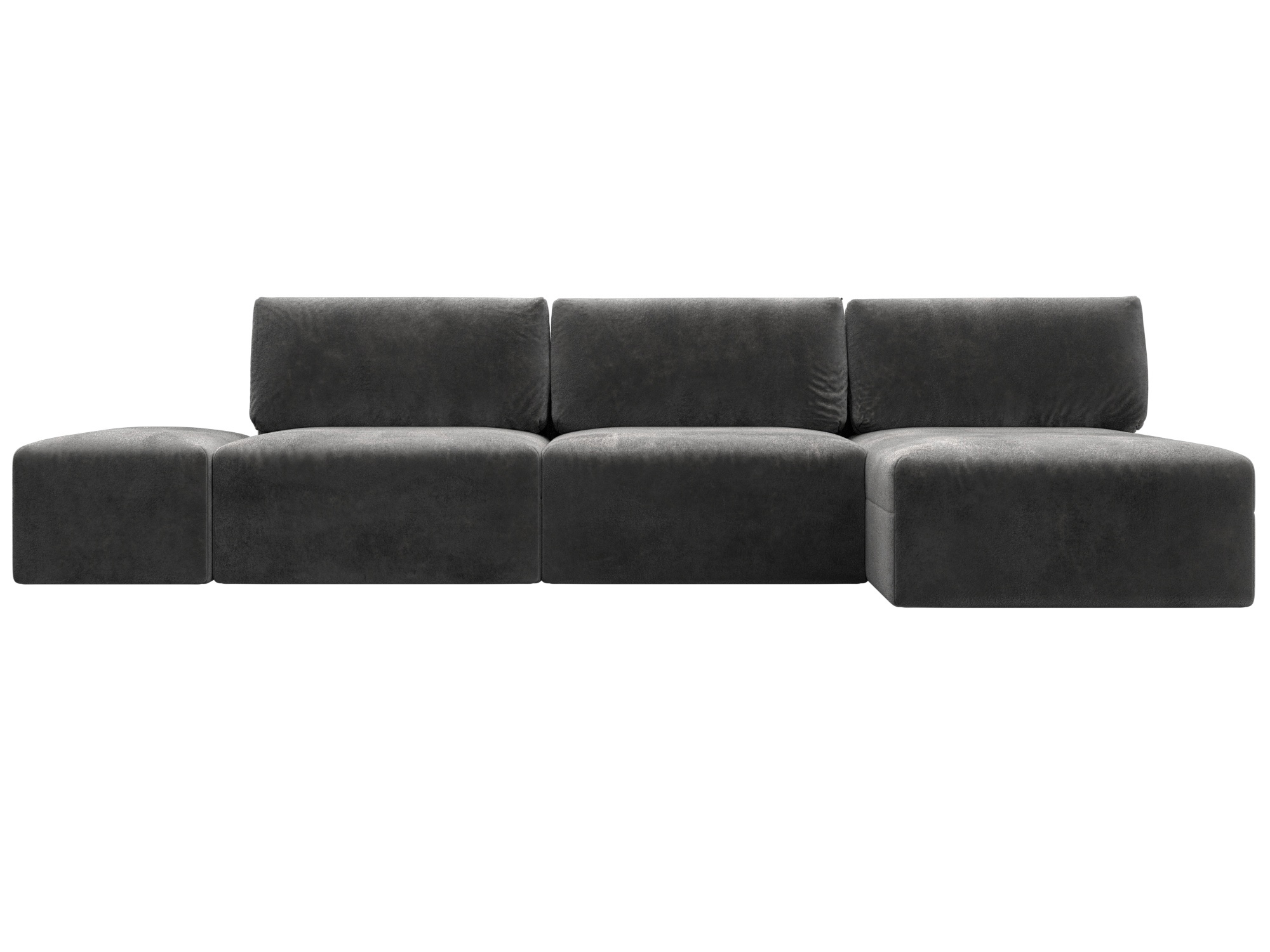 Изображение товара Угловой модульный диван Лига-060 НПБ Лонг с пуфом серый велюр 367x84x187 см Изображение товара Угловой модульный диван Лига-060 НПБ Лонг с пуфом серый велюр 367x84x187 см