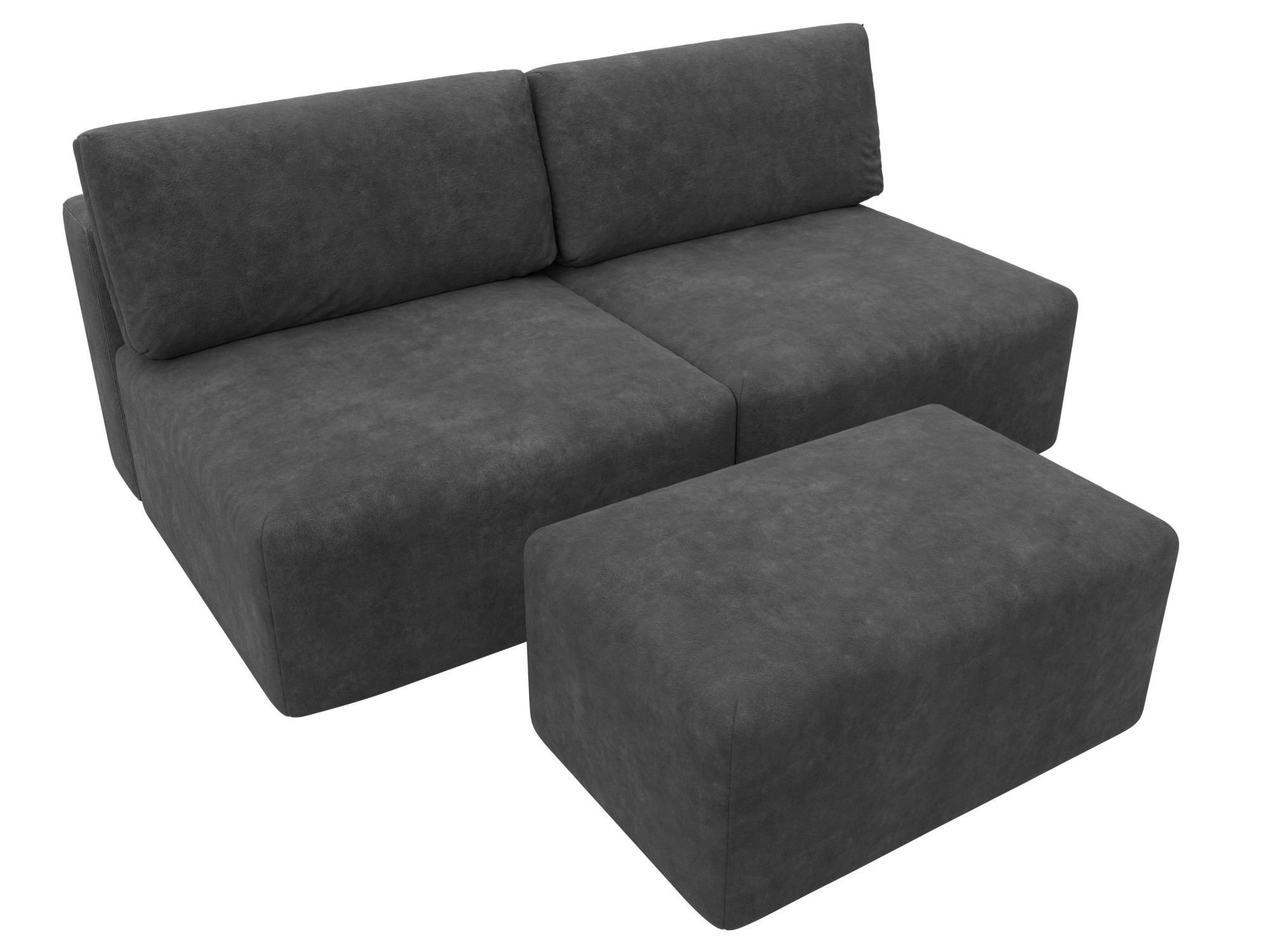 Изображение товара Диван модульный с пуфом Лига-060 НПБ 3 места 160x200 см велюр серый Россия