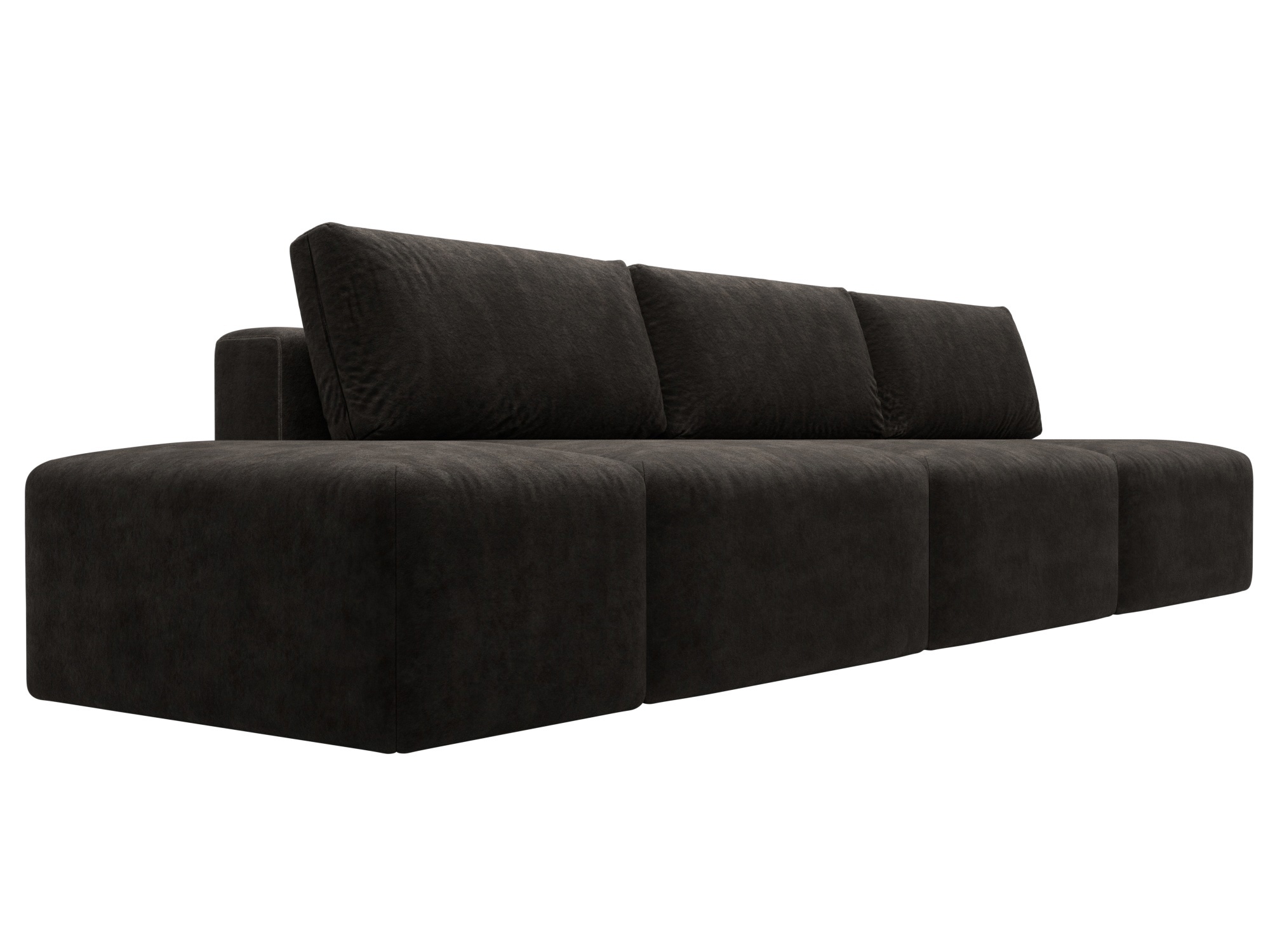 Изображение товара Диван прямой модульный с пуфом Лига-060 НПБ Лонг велюр коричневый Изображение товара Диван прямой модульный с пуфом Лига-060 НПБ Лонг велюр коричневый