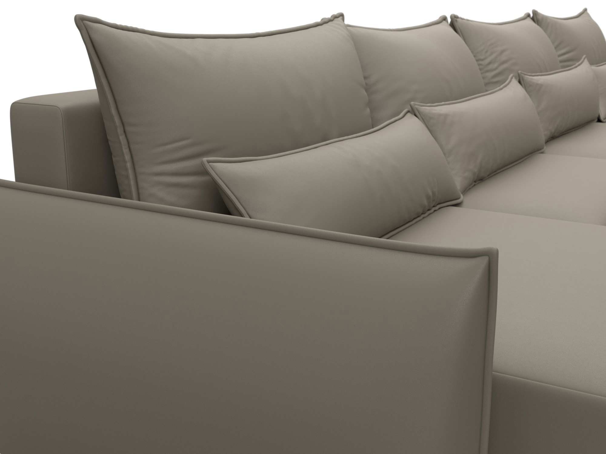 Изображение товара П-образный диван Лига-051 НПБ Лонг с кроватью, эко-кожа, бежевый