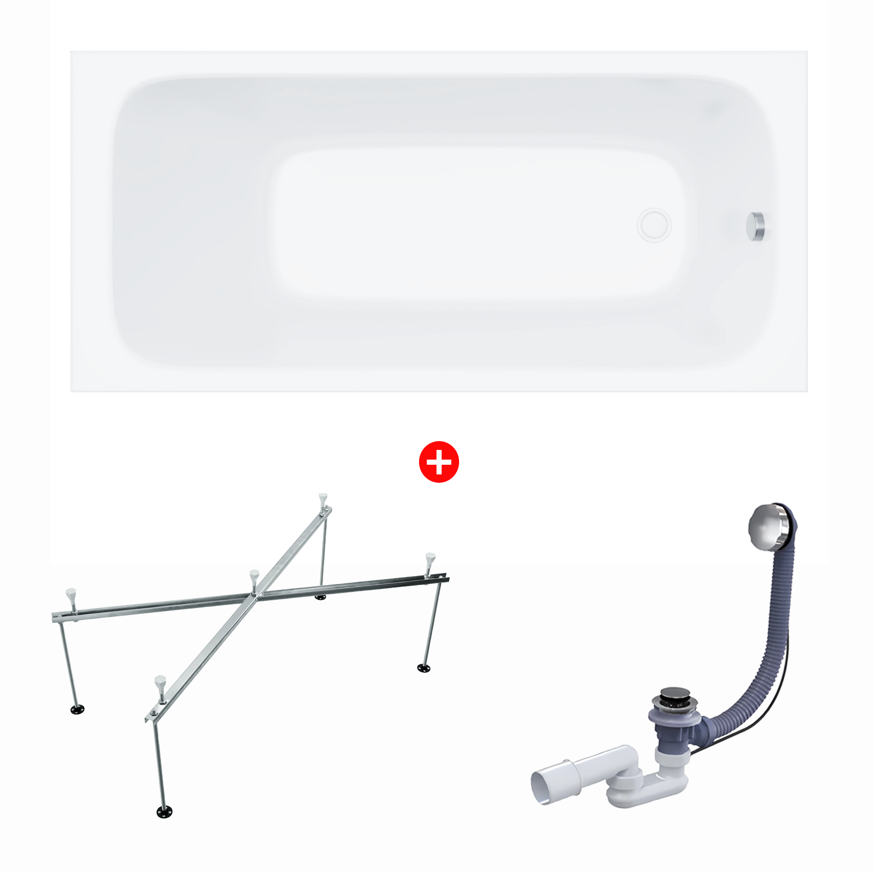 Изображение товара Акриловая ванна Enio Unico 160x70 с каркасом и сливом полуавтомат