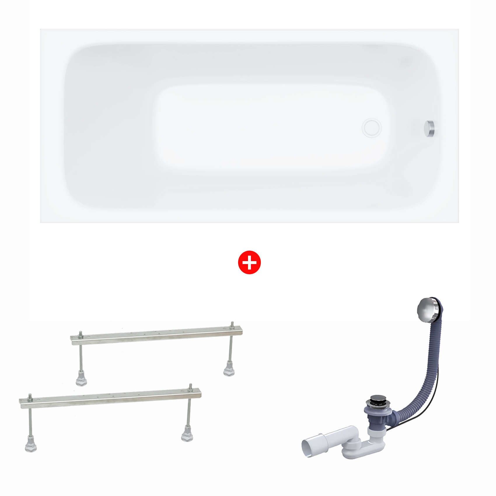 Изображение товара Акриловая ванна Enio Unico 160x70 белая с ножками, слив-перелив