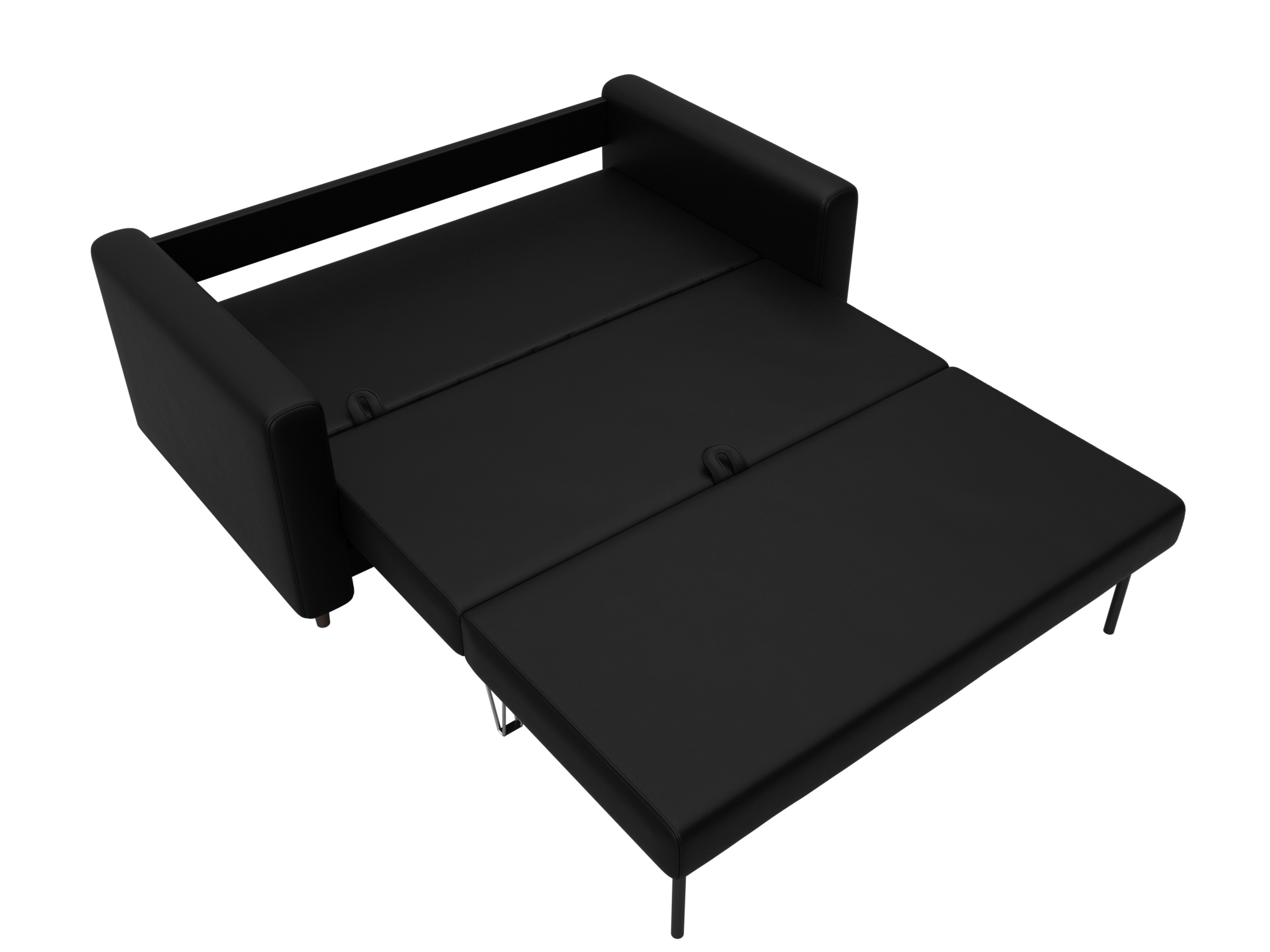 Изображение товара Компактный раскладной диван Лига-070 из экокожи черного цвета Изображение товара Компактный раскладной диван Лига-070 из экокожи черного цвета