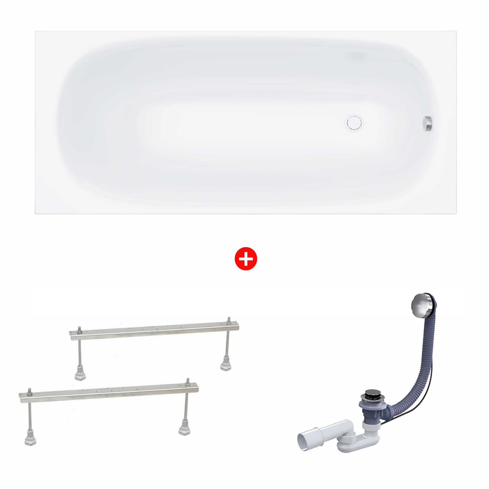 Изображение товара Ванна Enio Verso 150x70 EN7030705 акриловая с ножками слив-перелив полуавтомат цвет белый