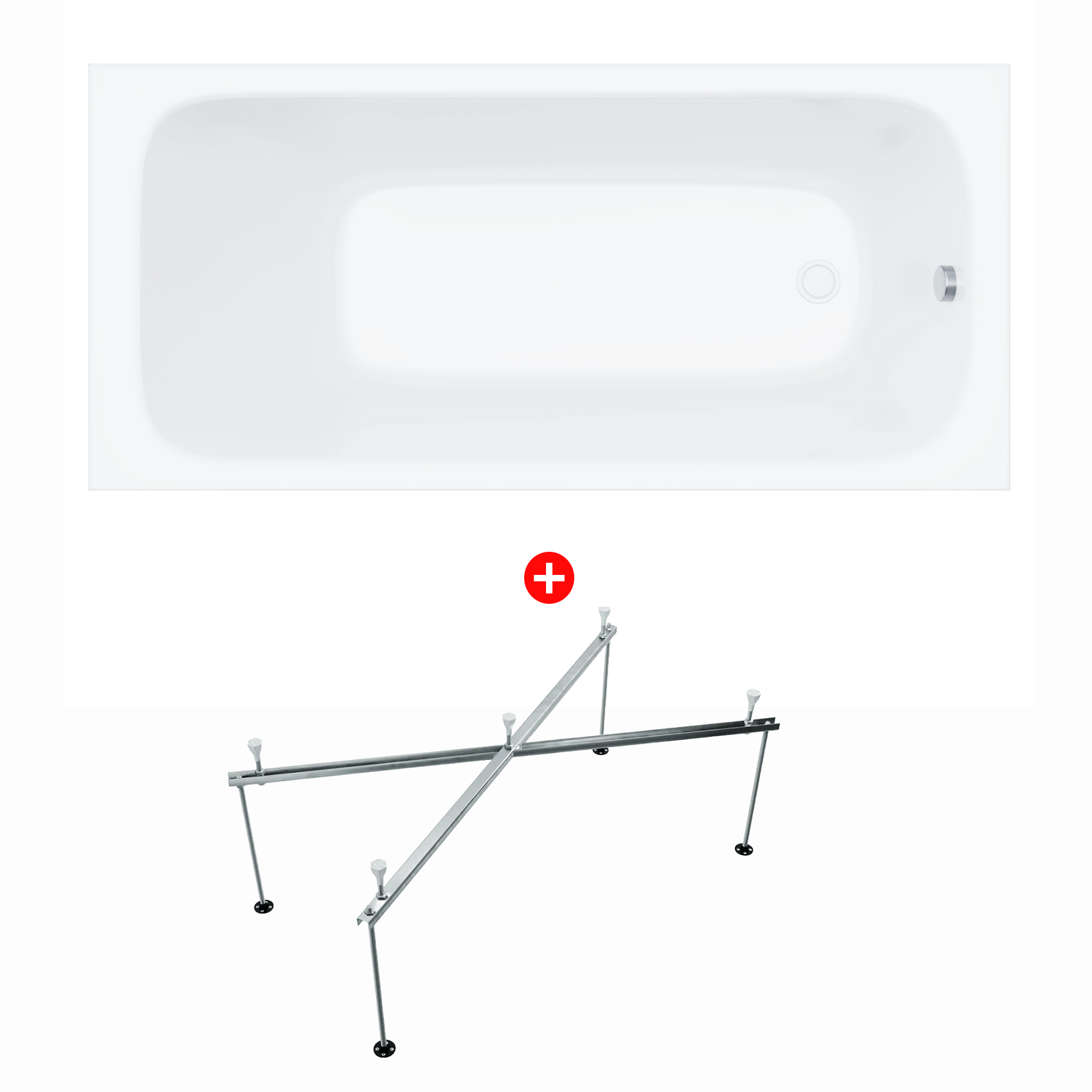 Изображение товара Акриловая ванна Enio Unico 170x70 с каркасом белая Изображение товара Акриловая ванна Enio Unico 170x70 с каркасом белая
