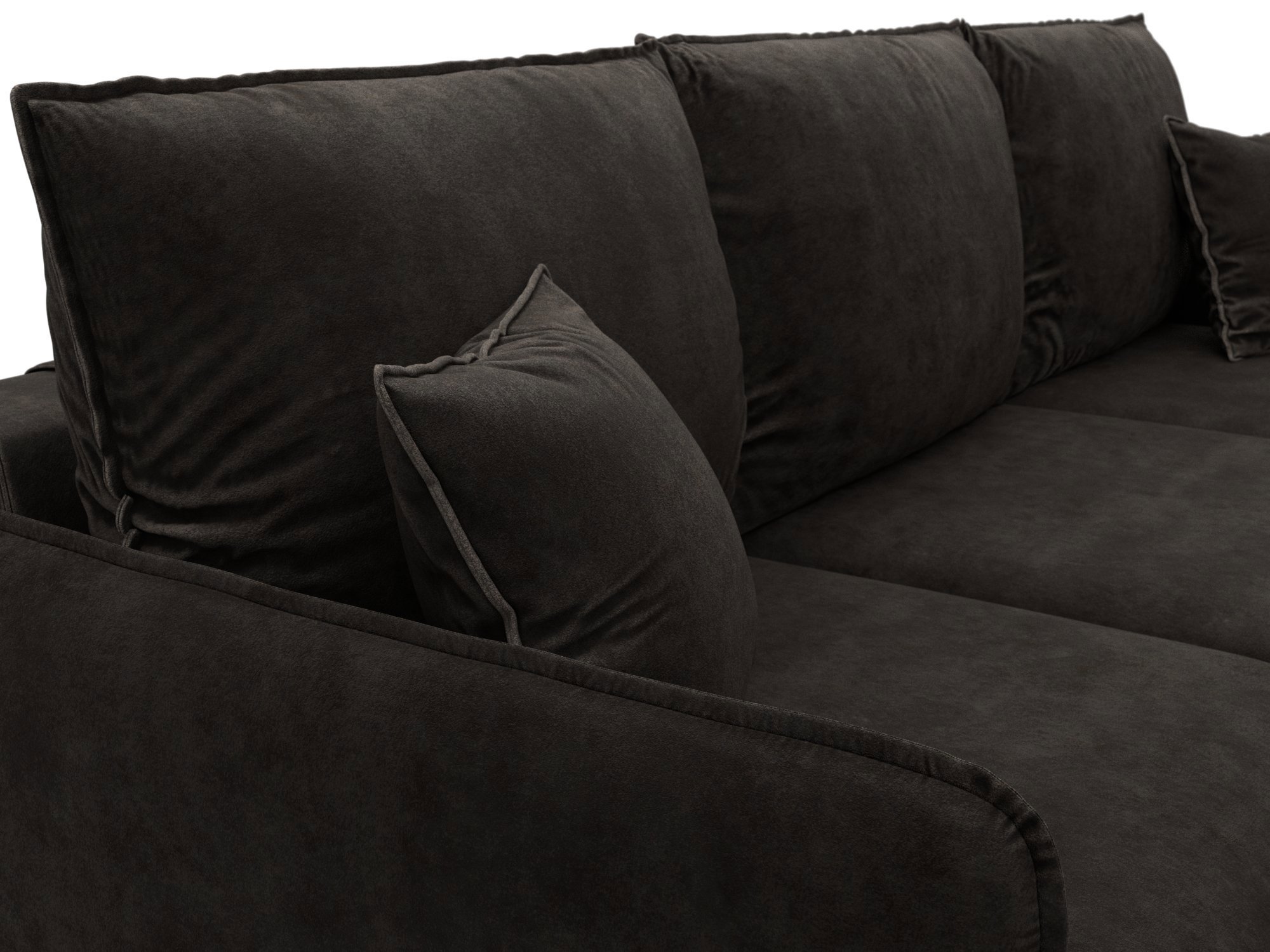 Изображение товара Угловой диван Лига-064 НПБ в велюре с ящиком и подлокотниками, размеры 248x98x163 см