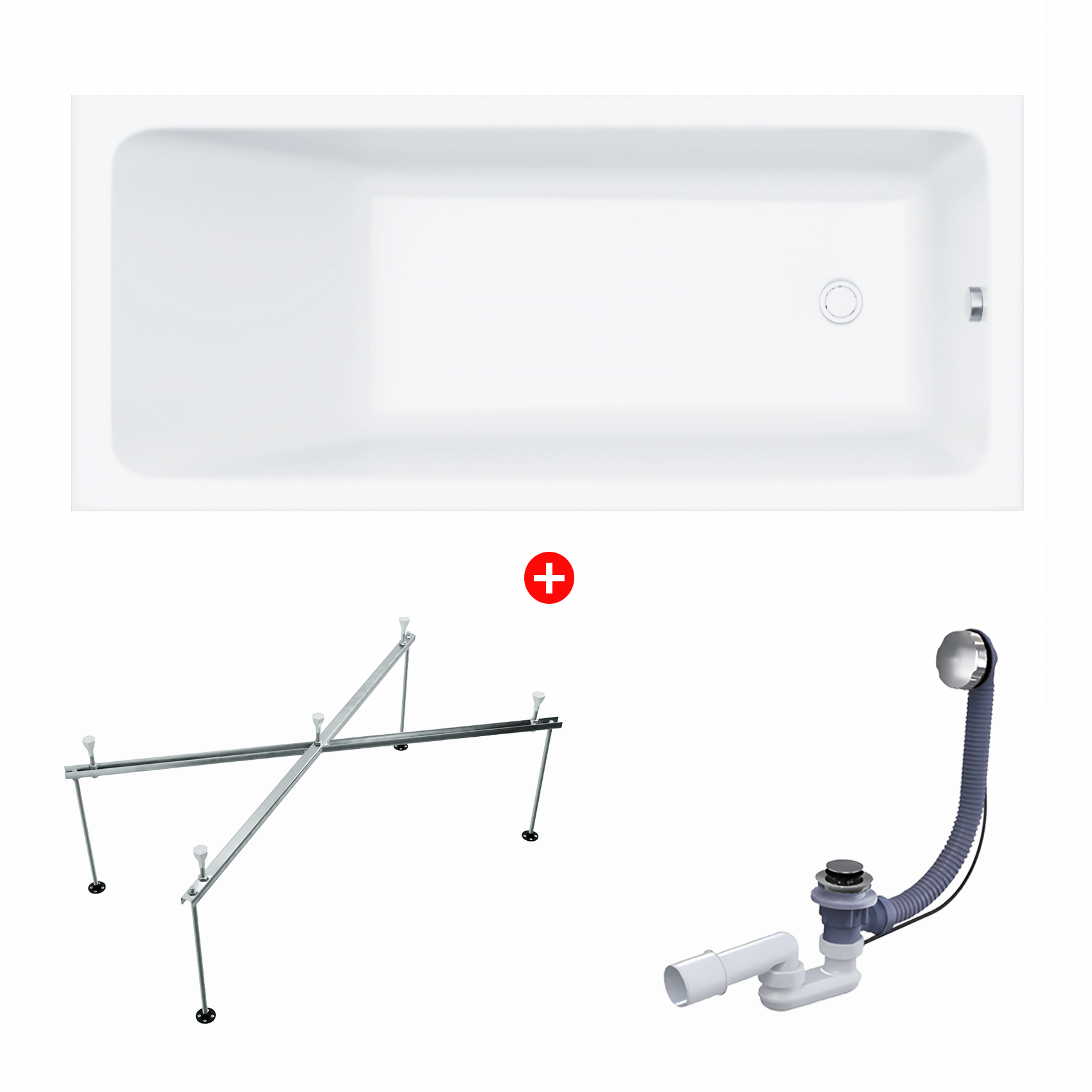 Изображение товара Акриловая ванна Enio Binario 170x70 с каркасом слив-перелив полуавтомат Изображение товара Акриловая ванна Enio Binario 170x70 с каркасом слив-перелив полуавтомат