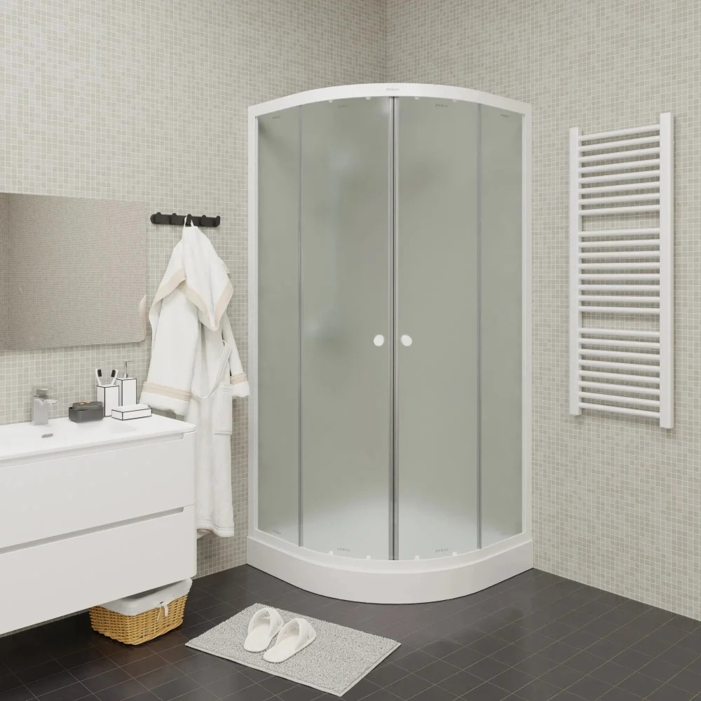 Изображение товара Душевой уголок PARLY ZF81 80x80 см с белым профилем и матовым стеклом