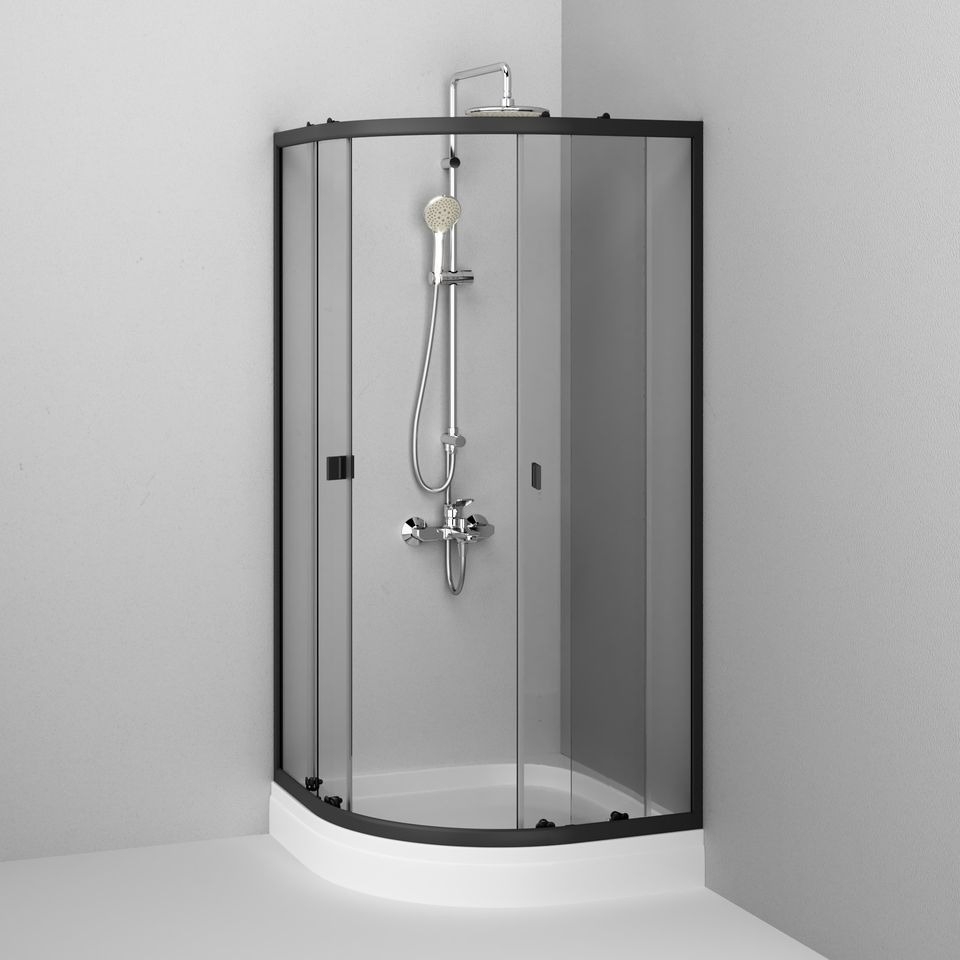 Изображение товара Душевой уголок Am.pm X-Joy 449348 1/4 круга 90x90см черный профиль эффект стекла прозрачный Изображение товара Душевой уголок Am.pm X-Joy 449348 1/4 круга 90x90см черный профиль эффект стекла прозрачный