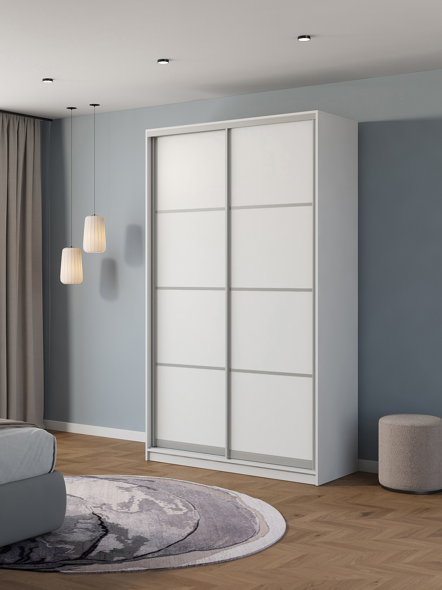 Изображение товара Шкаф-купе Клевер Атина 240x130x50 см белый минимализм мебель для хранения Изображение товара Шкаф-купе Клевер Атина 240x130x50 см белый минимализм мебель для хранения