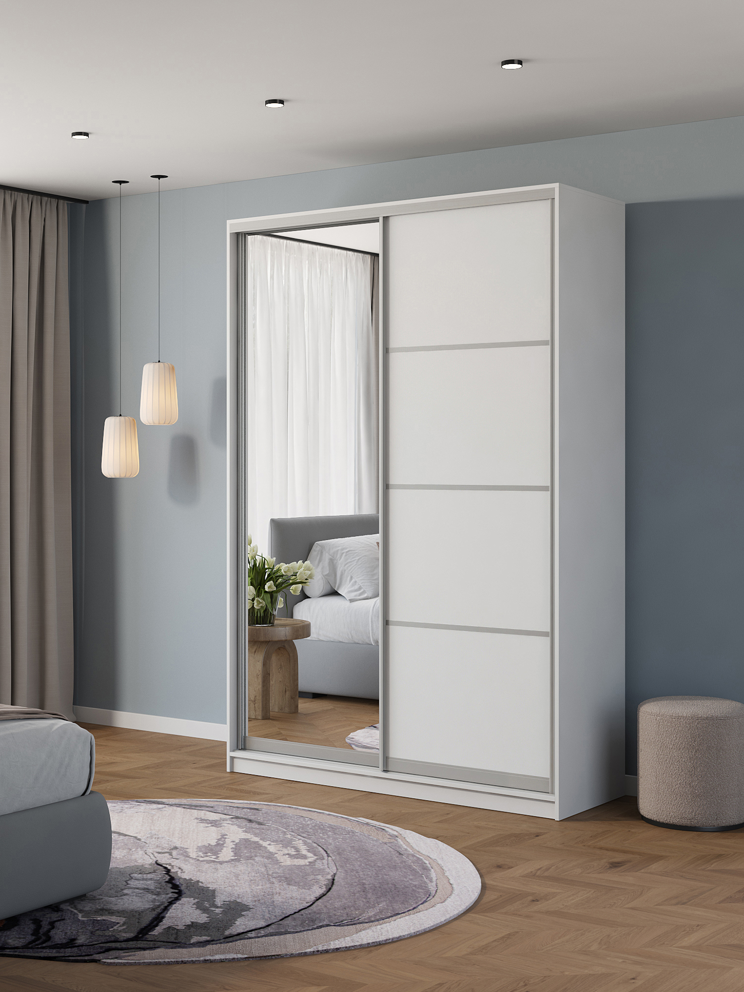 Изображение товара Шкаф-купе Клевер Атина 240x150x50 см с зеркалом Изображение товара Шкаф-купе Клевер Атина 240x150x50 см с зеркалом