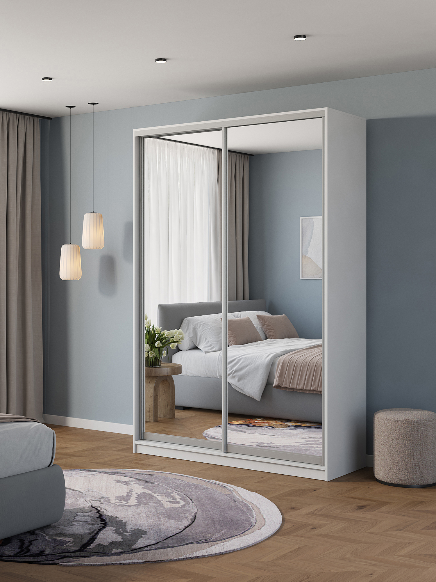 Изображение товара Шкаф-купе Клевер Атина зеркальный 240x150 см белый Изображение товара Шкаф-купе Клевер Атина зеркальный 240x150 см белый