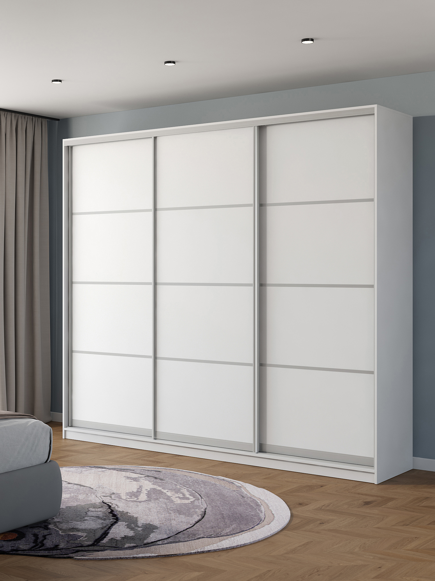 Изображение товара Шкаф-купе Клевер Атина 240x270x65см белый система Hettich современные материалы
