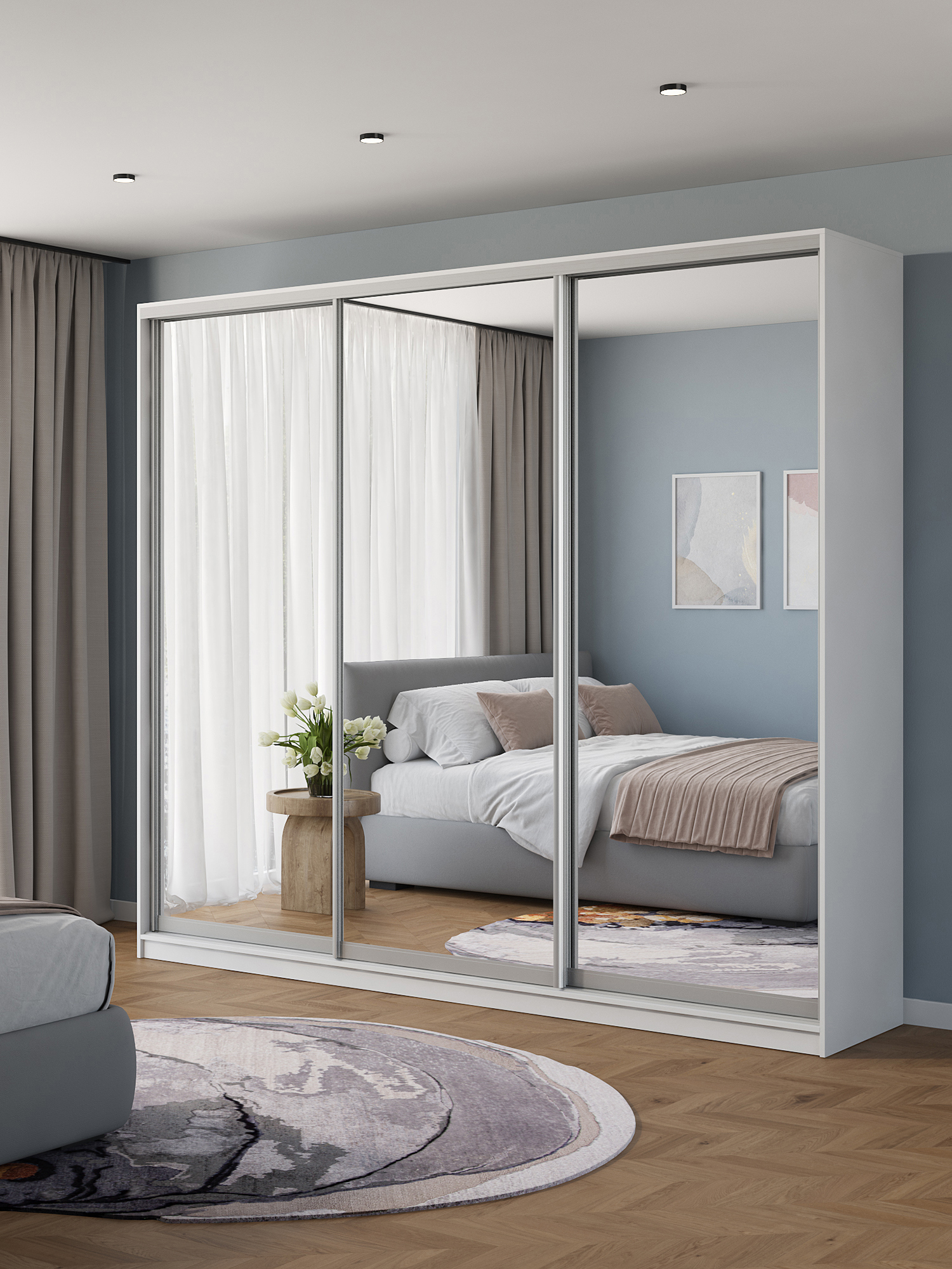 Изображение товара Шкаф-купе Клевер Атина зеркальный 240x260х45 см с системой креплений Hettich Изображение товара Шкаф-купе Клевер Атина зеркальный 240x260х45 см с системой креплений Hettich