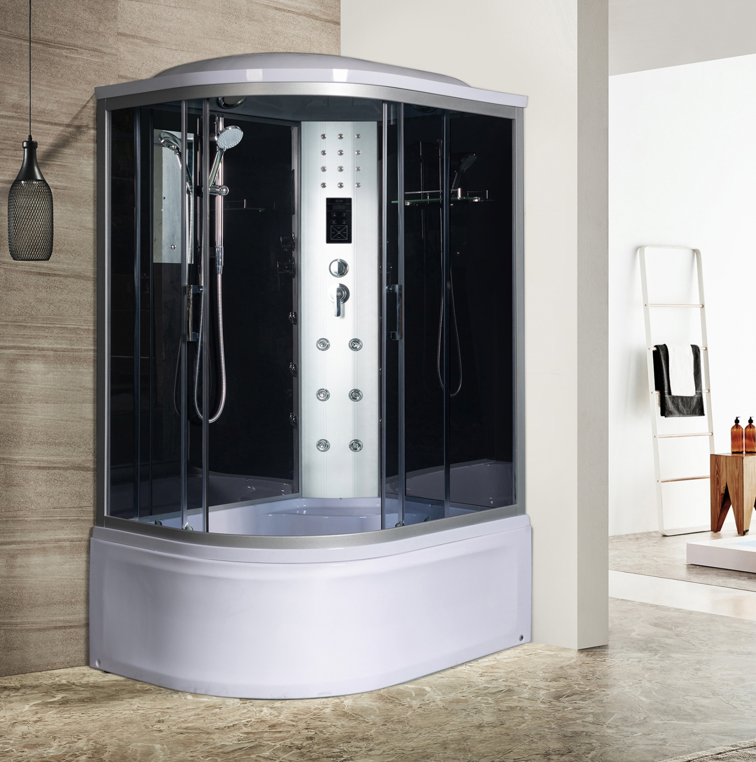 Изображение товара Душевая кабина River Dunay 120/80/44 TH R ассиметричный высокий поддон 120x80 см