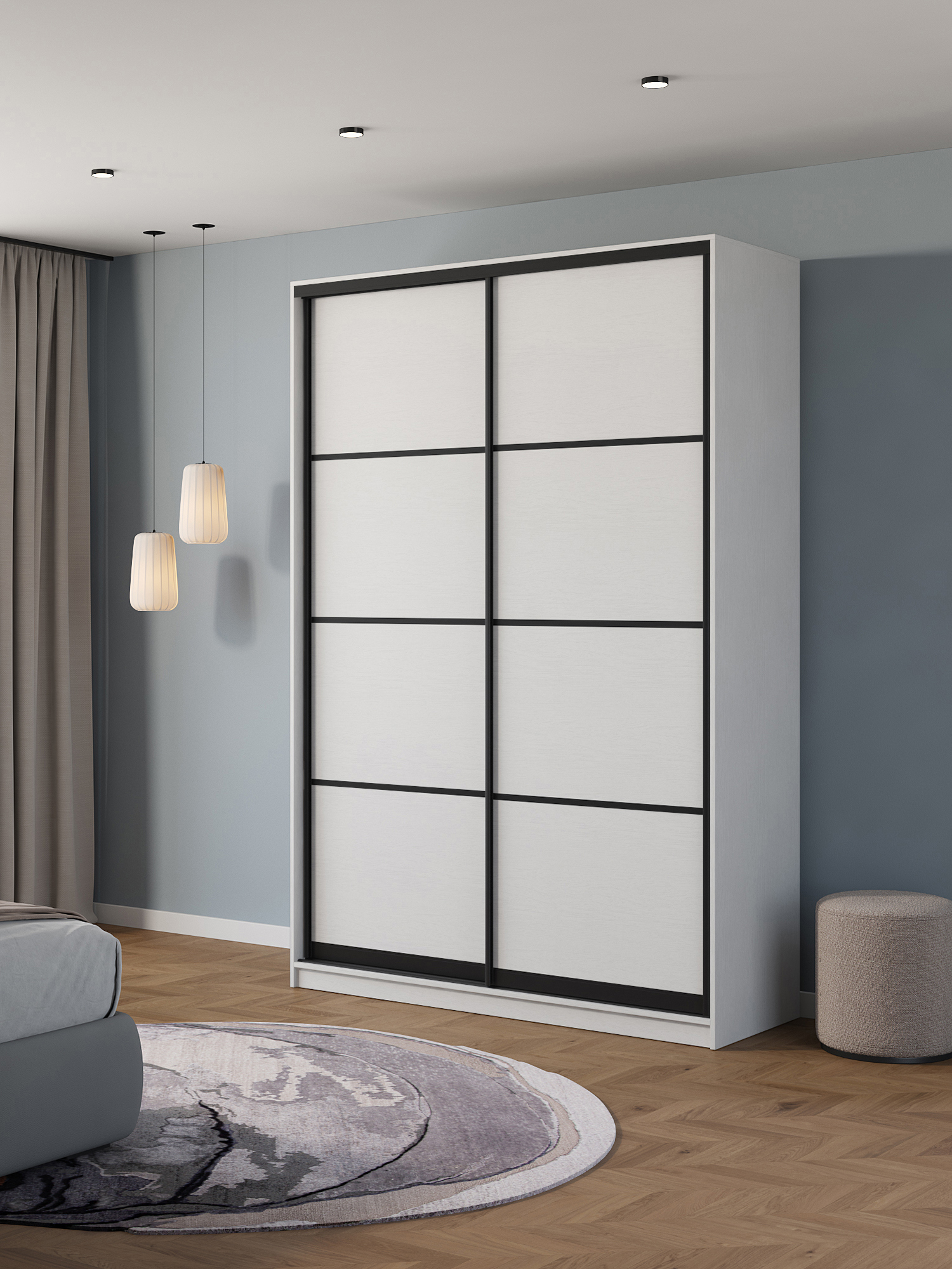 Изображение товара Шкаф-купе Клевер Атина с 2 дверями 140x240 см ЛДСП белый/лофт