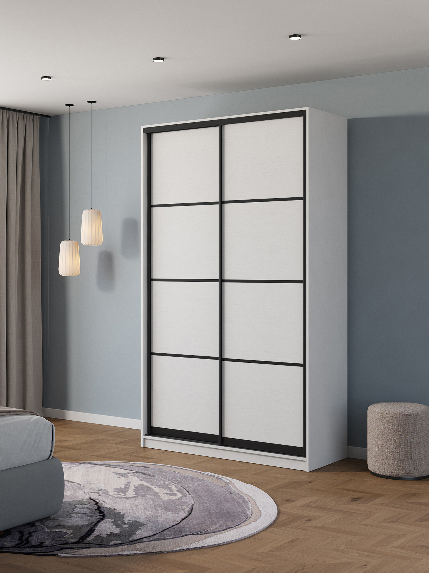 Изображение товара Шкаф-купе Клевер Атина 2 двери 240x130x45 см с зеркалом и системой Hettich Изображение товара Шкаф-купе Клевер Атина 2 двери 240x130x45 см с зеркалом и системой Hettich