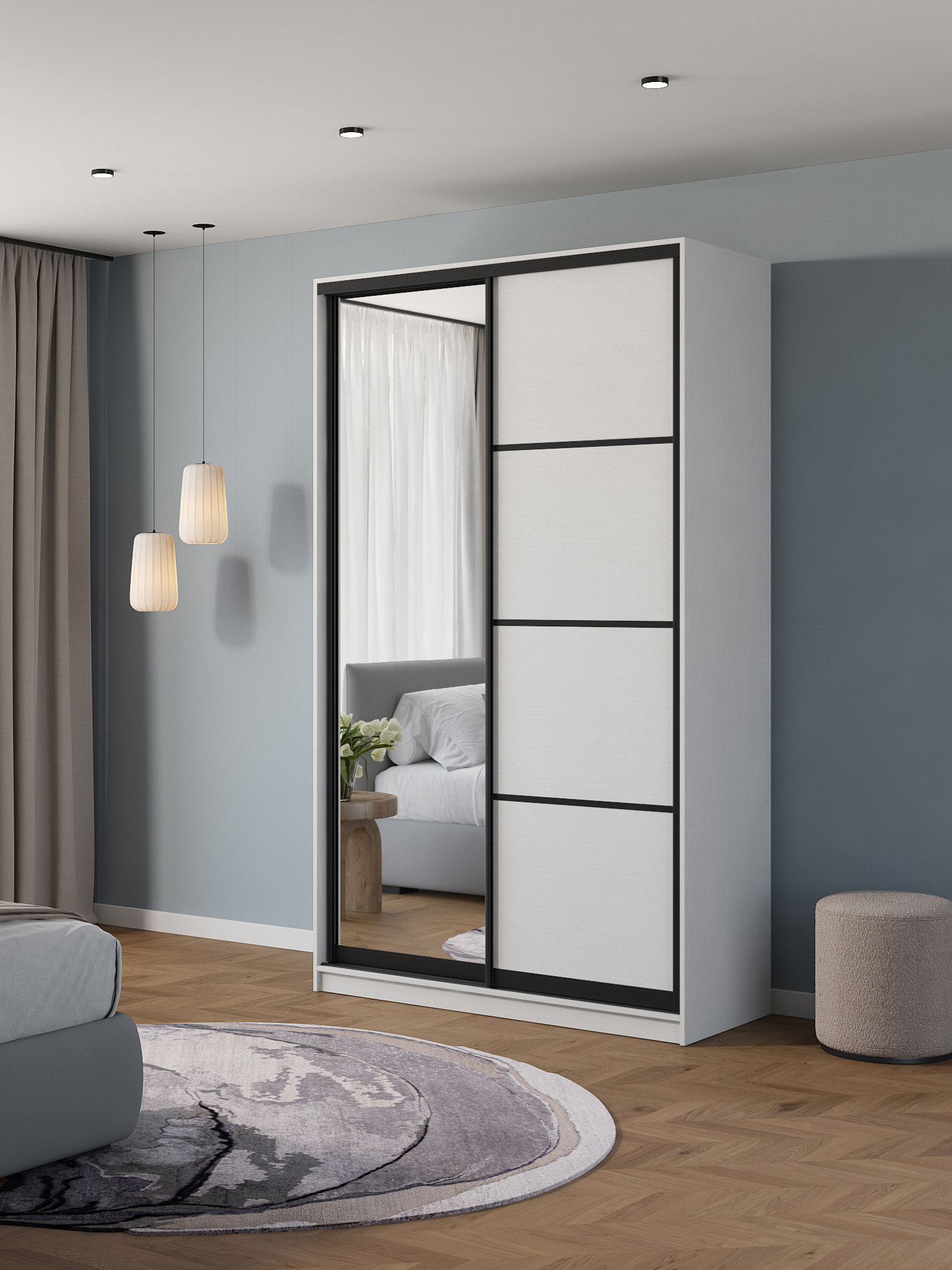 Изображение товара Шкаф-купе Клевер Атина с зеркалом 2 двери 240x110x45 см по стильному дизайну