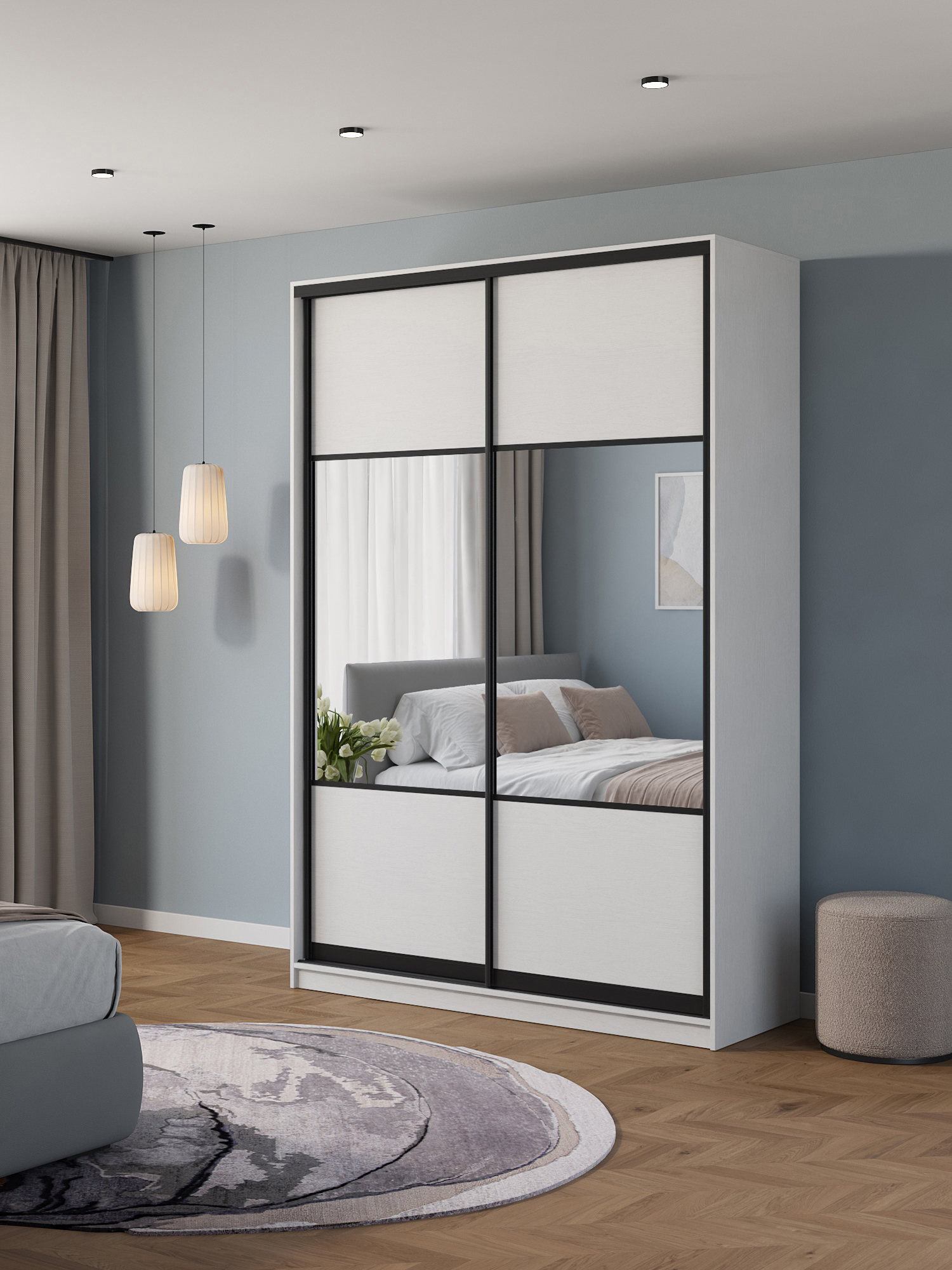 Изображение товара Шкаф-купе Клевер Атина с зеркалами 2 двери 240x150x45 см минимализм стиль