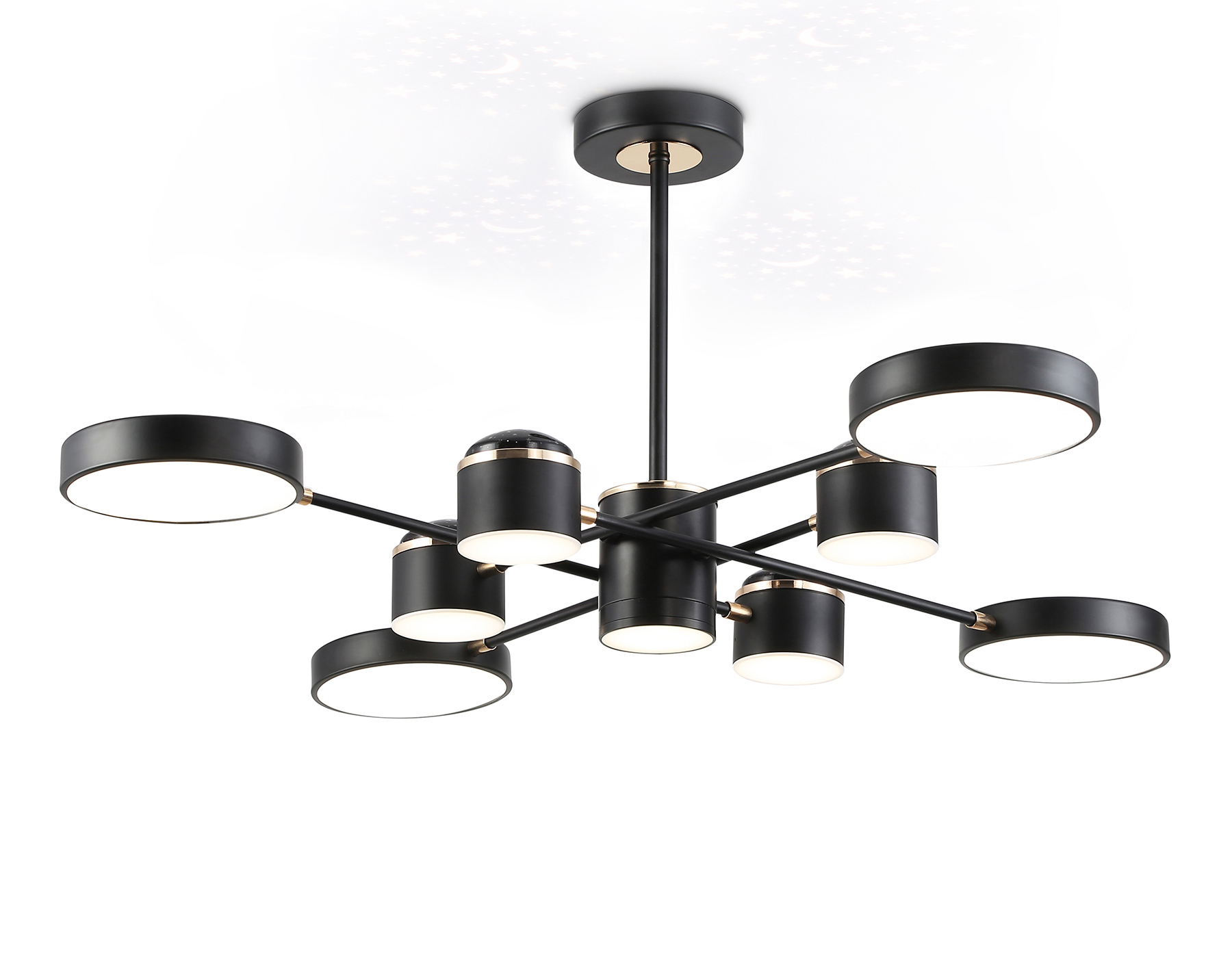 Изображение товара Люстра на штанге светодиодная Ambrella light Comfort Ambr_fl51629 40 м² регулируемый белый свет цвет золото/черный Изображение товара Люстра на штанге светодиодная Ambrella light Comfort Ambr_fl51629 40 м² регулируемый белый свет цвет золото/черный