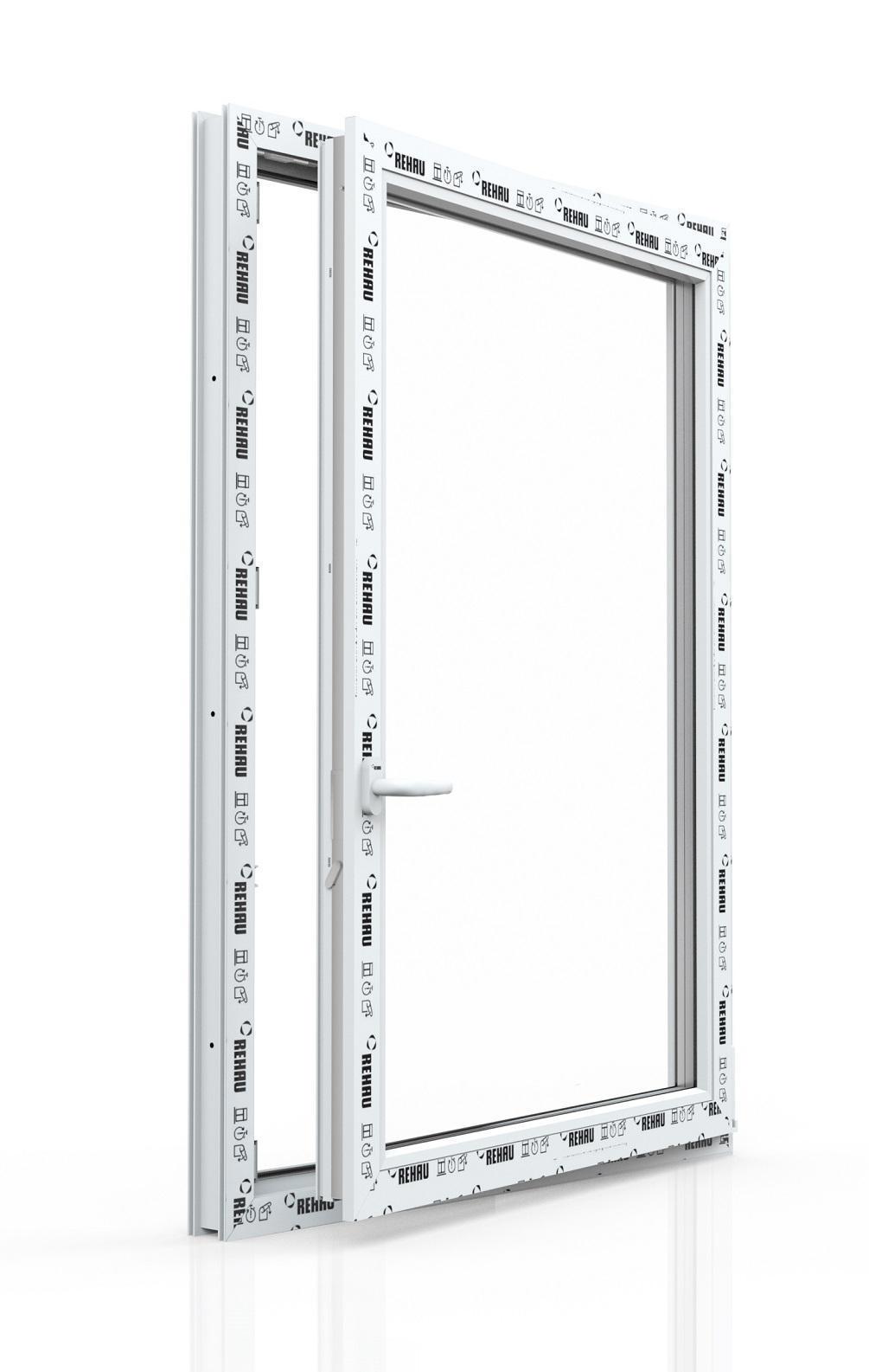 Изображение товара Пластиковое окно ПВХ Рехау Blitz 900x600мм одностворчатое правое надежное с двойным остеклением