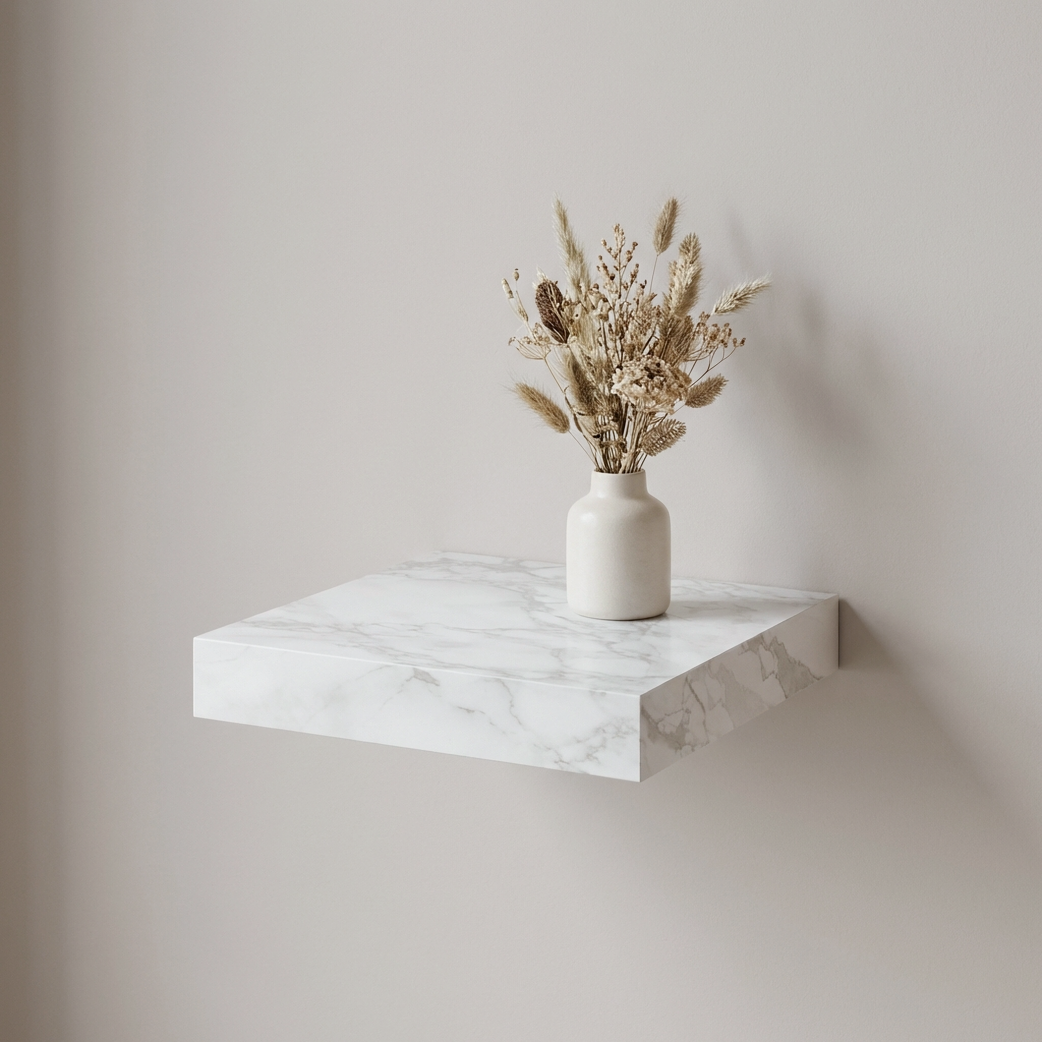 Изображение товара Настенная полка KONSENSA 23x23.5 см со скрытым креплением МДФ светлый мрамор Изображение товара Настенная полка KONSENSA 23x23.5 см со скрытым креплением МДФ светлый мрамор