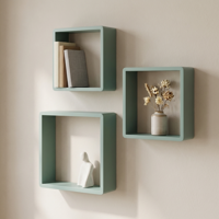 Изображение товара Набор настенных полок Spaceo из МДФ зеленого цвета 3 шт 200х200 240х240 280х280 мм
