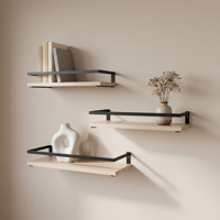 Изображение товара Полка настенная Pragmatic 15x40/15x35/15x30 см черная из металла, 3 шт