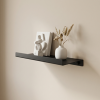 Изображение товара Настенная металлическая полка со скрытым креплением 22x12 см черный стиль Лофт