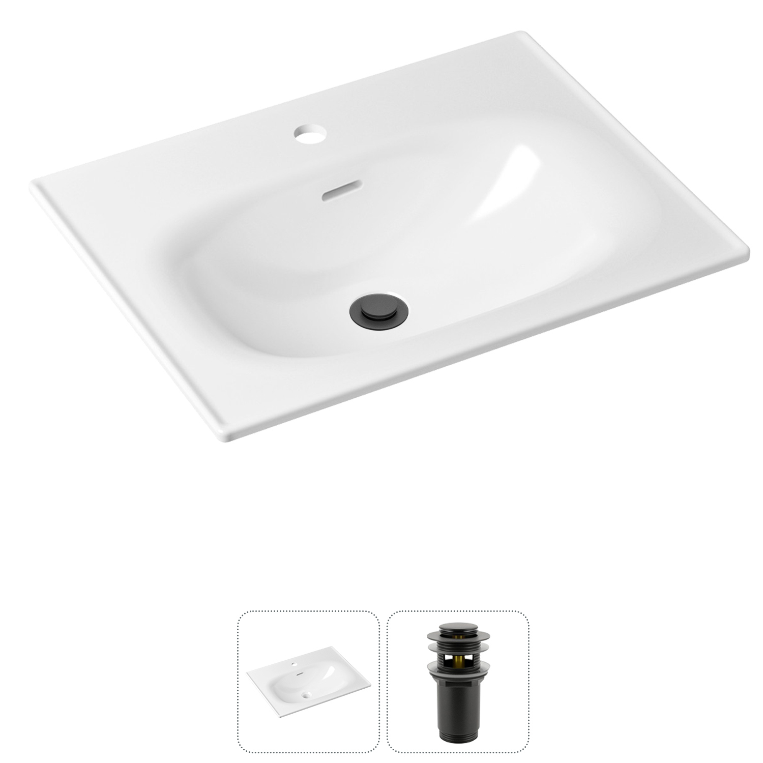 Изображение товара Стильная мебельная раковина Lavinia boho 60 см черный матовый фарфор