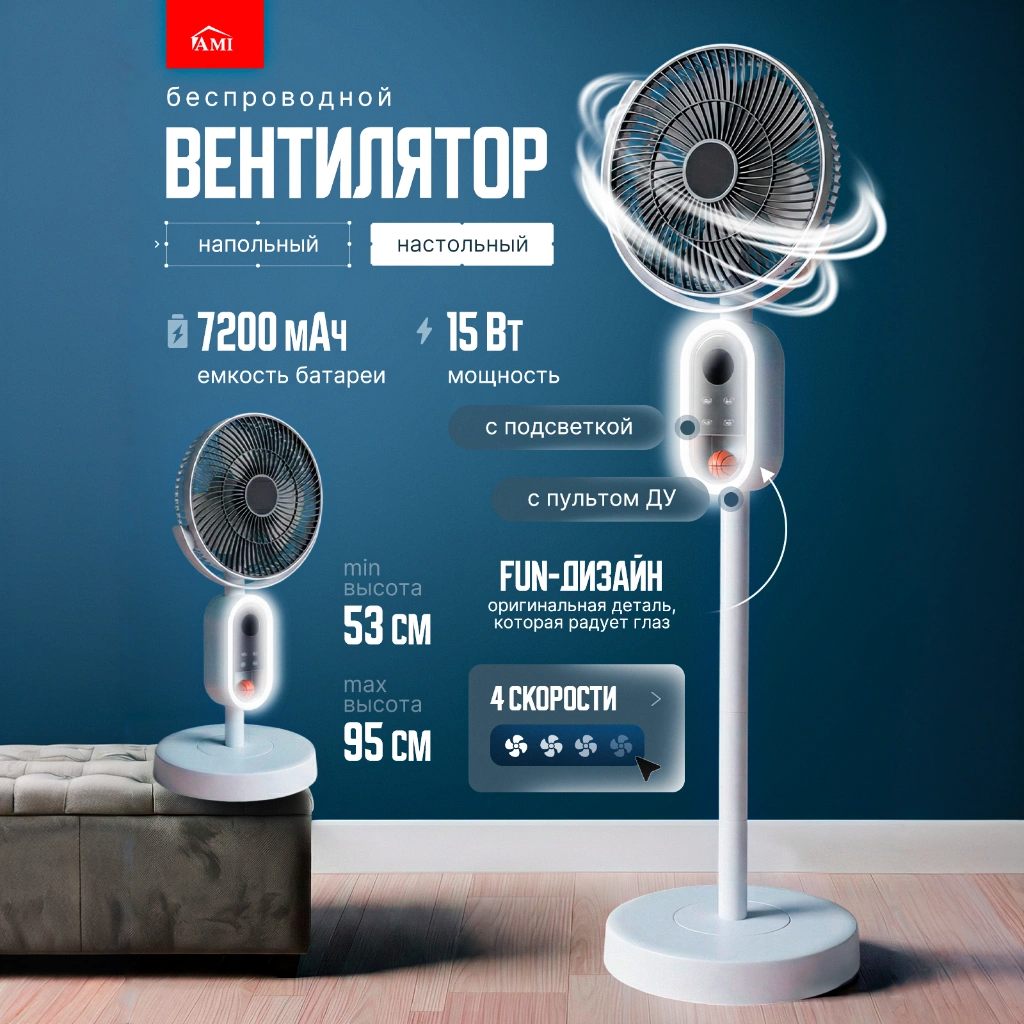 Изображение товара Вентилятор Ami Wave белый 706359999