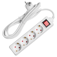 Изображение товара Бытовой удлинитель SKYBEAM 4 розетки с заземлением 3м белый