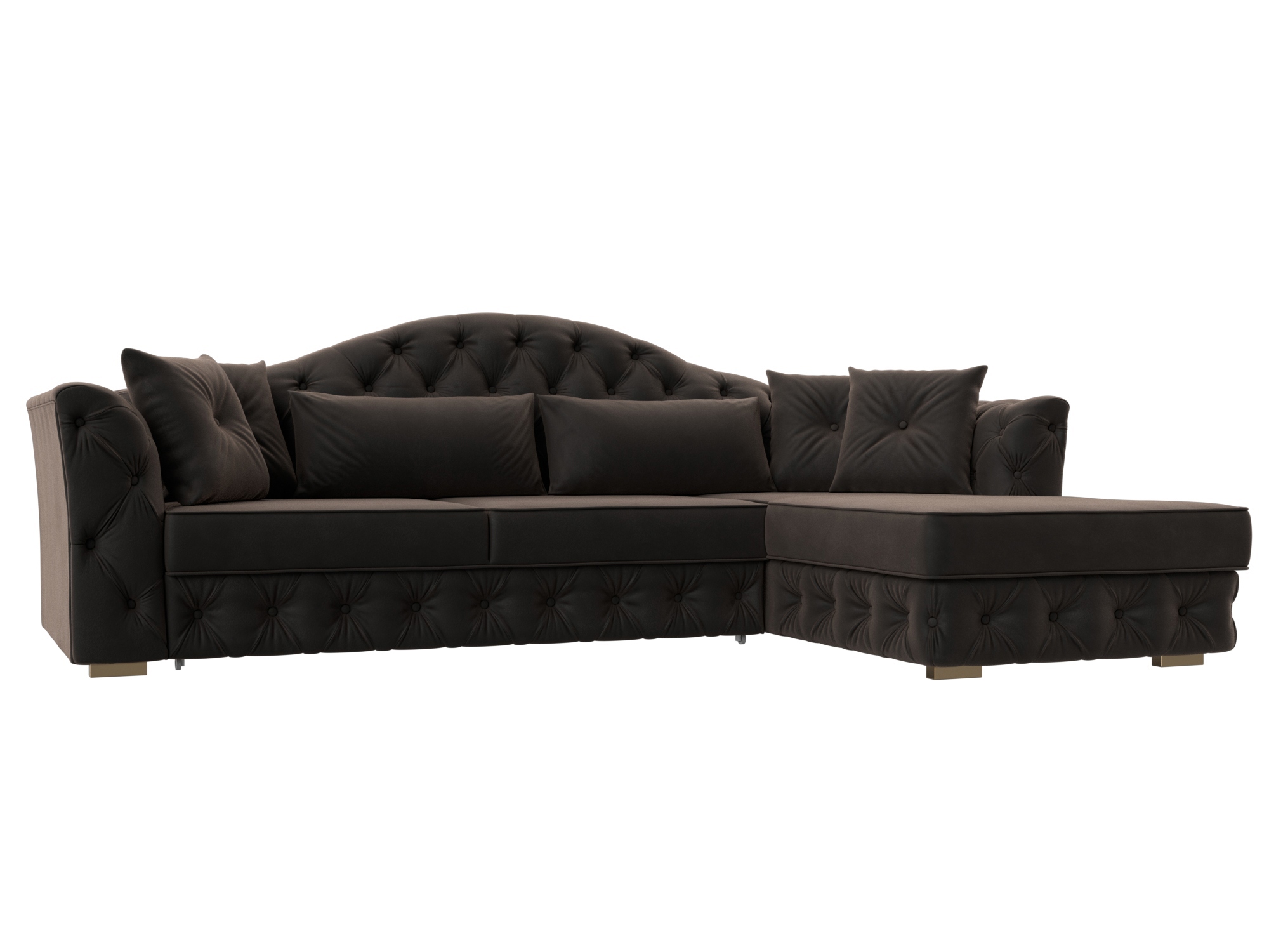 Изображение товара Диван угловой Артис правый Лига диванов велюр коричневый 250x97x181 см