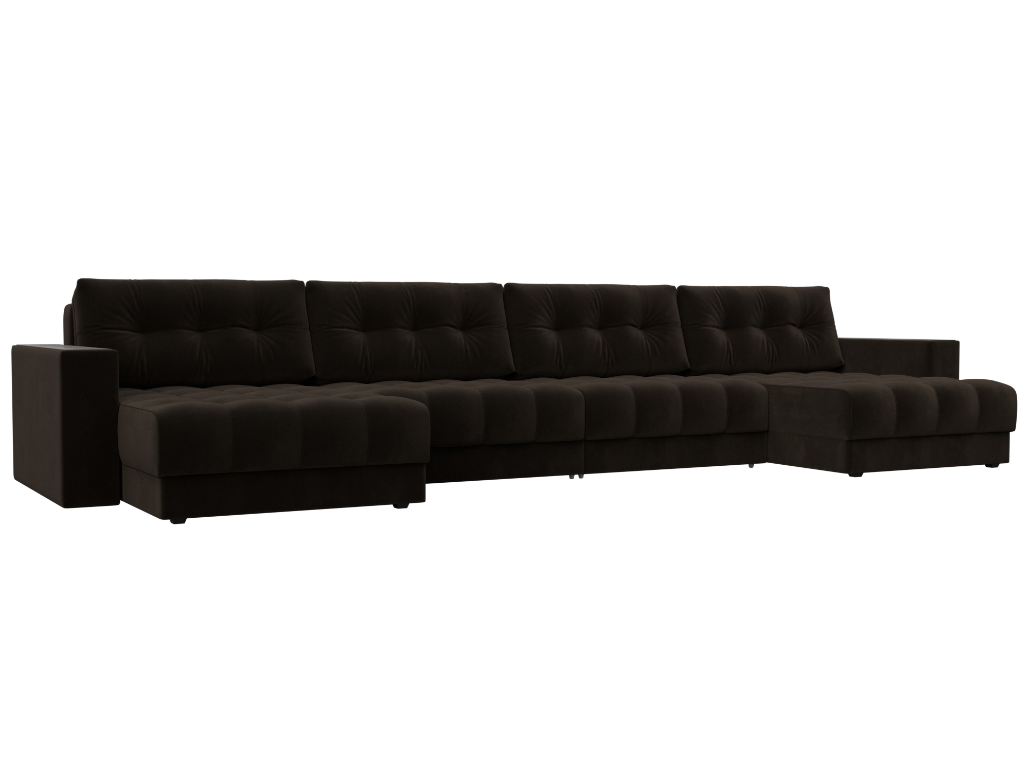 Изображение товара П-образный диван с декором Лига-049 НПБ Лонг 428x90x158 см велюр коричневый